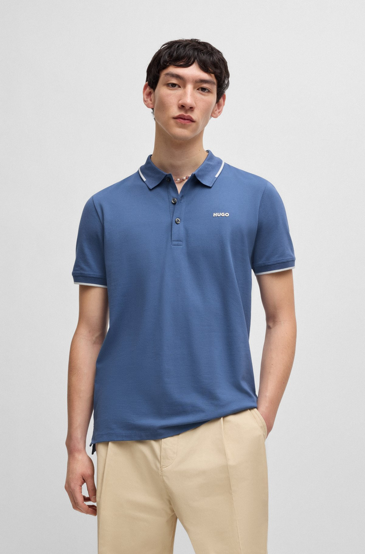 STRETCH-COTTON SLIM-FIT POLO SHIRT WITH PRINTED LOGO - 2