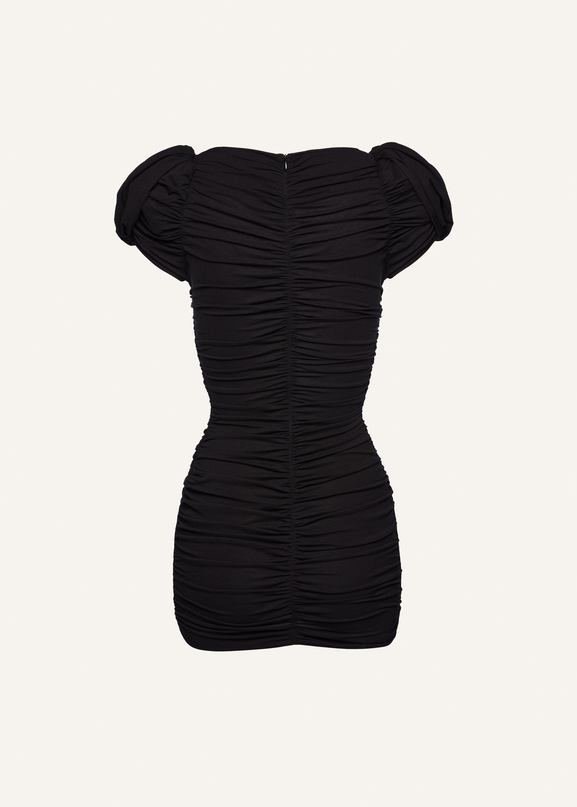 Puff sleeve mini dress in black - 2