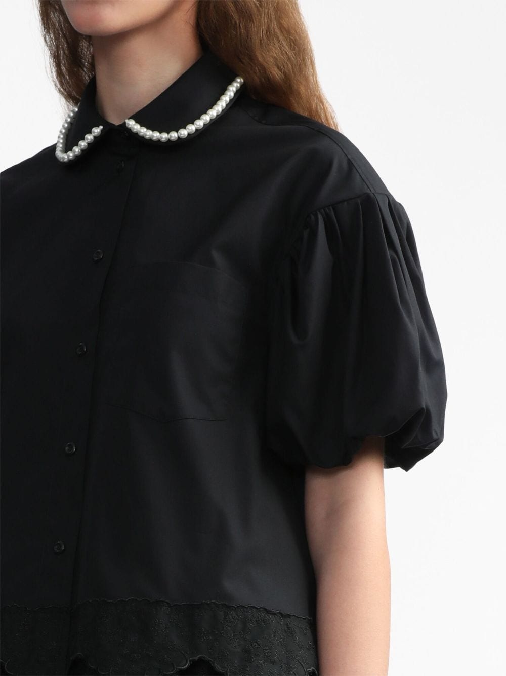 pearl-detailing cotton blouse - 5