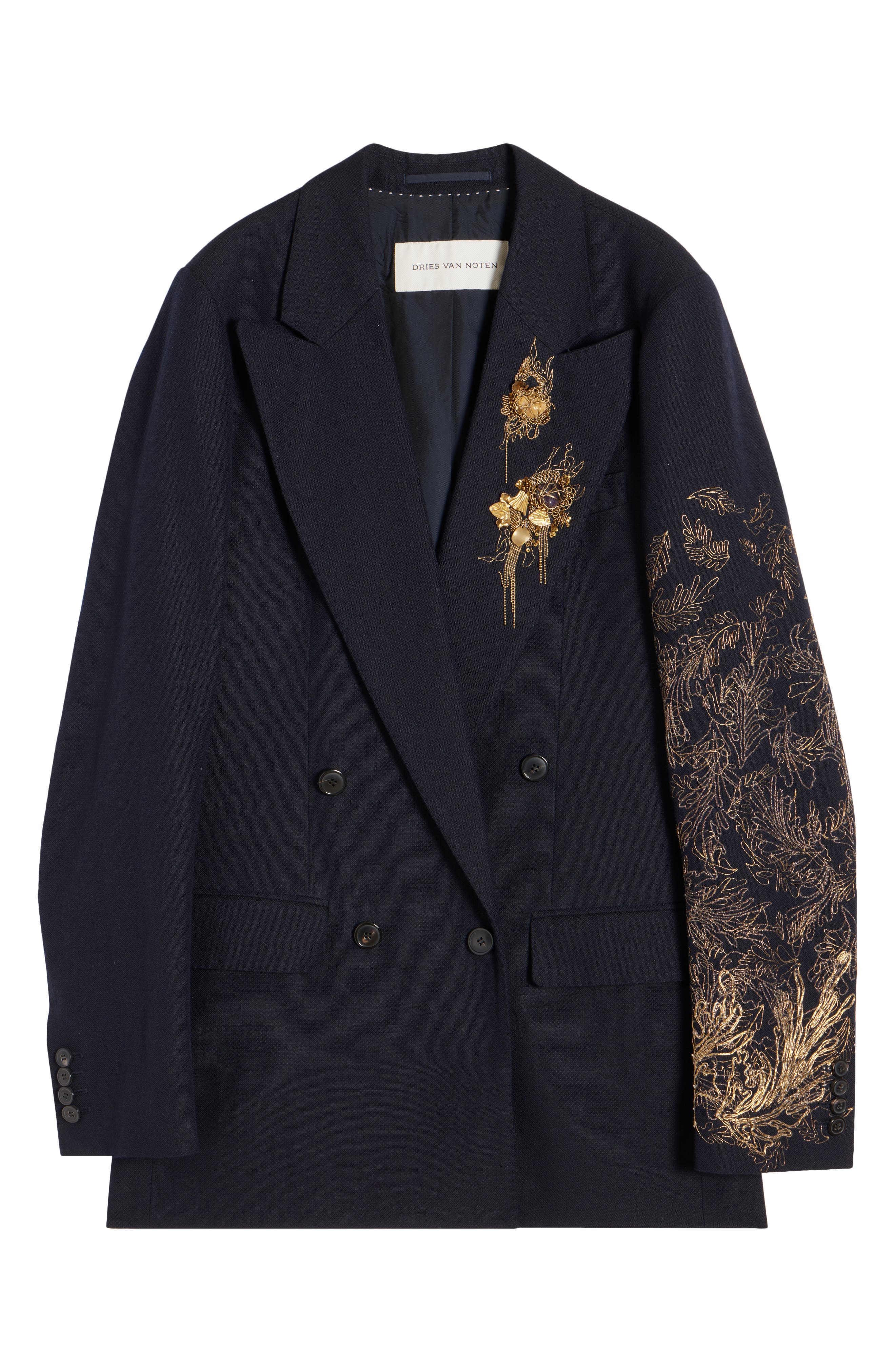Dries Van Noten Barton Embellished Wool Blend Jacket in Navy at Nordstrom - 7