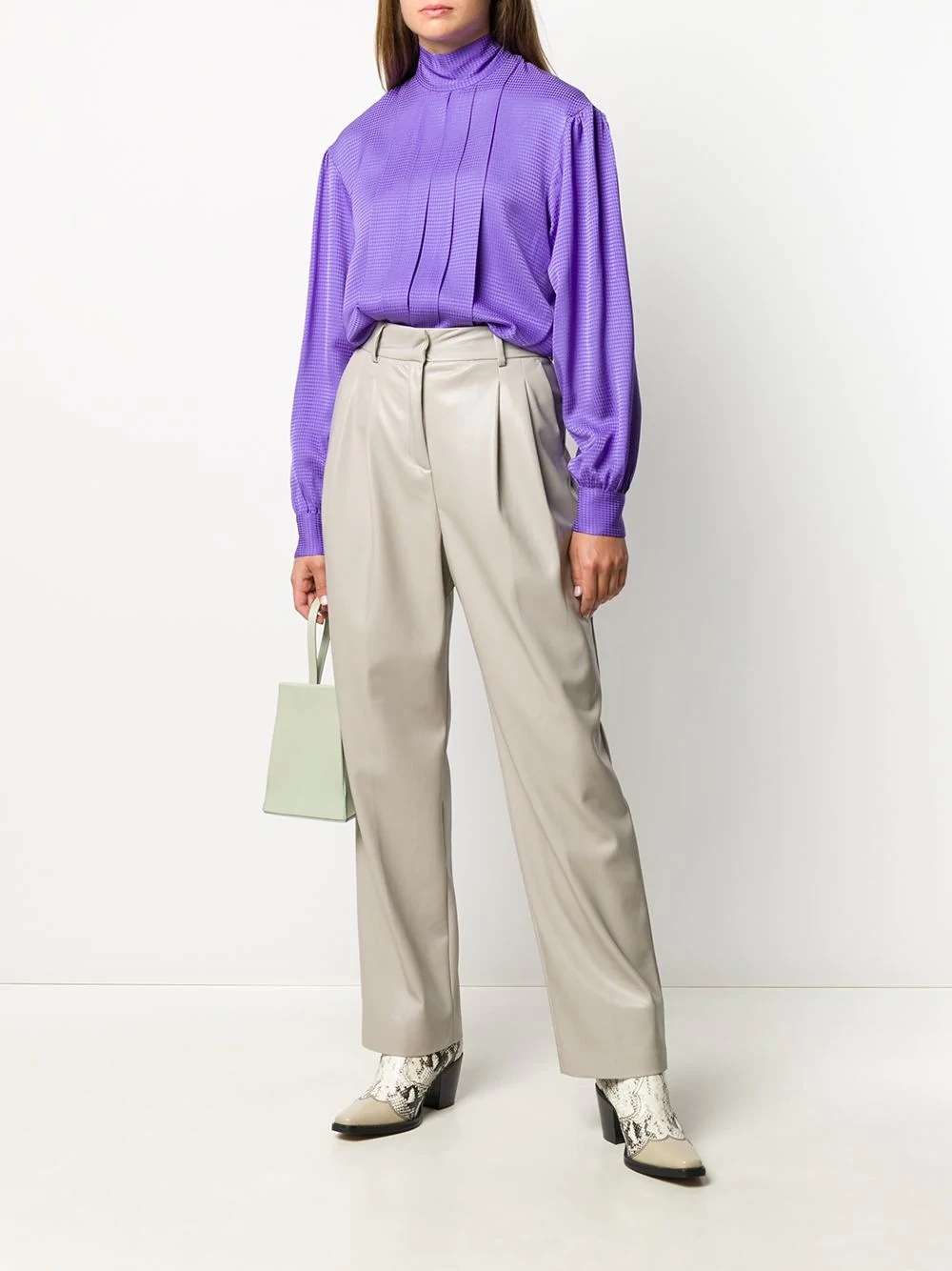 faux-leather pleated trousers - 2