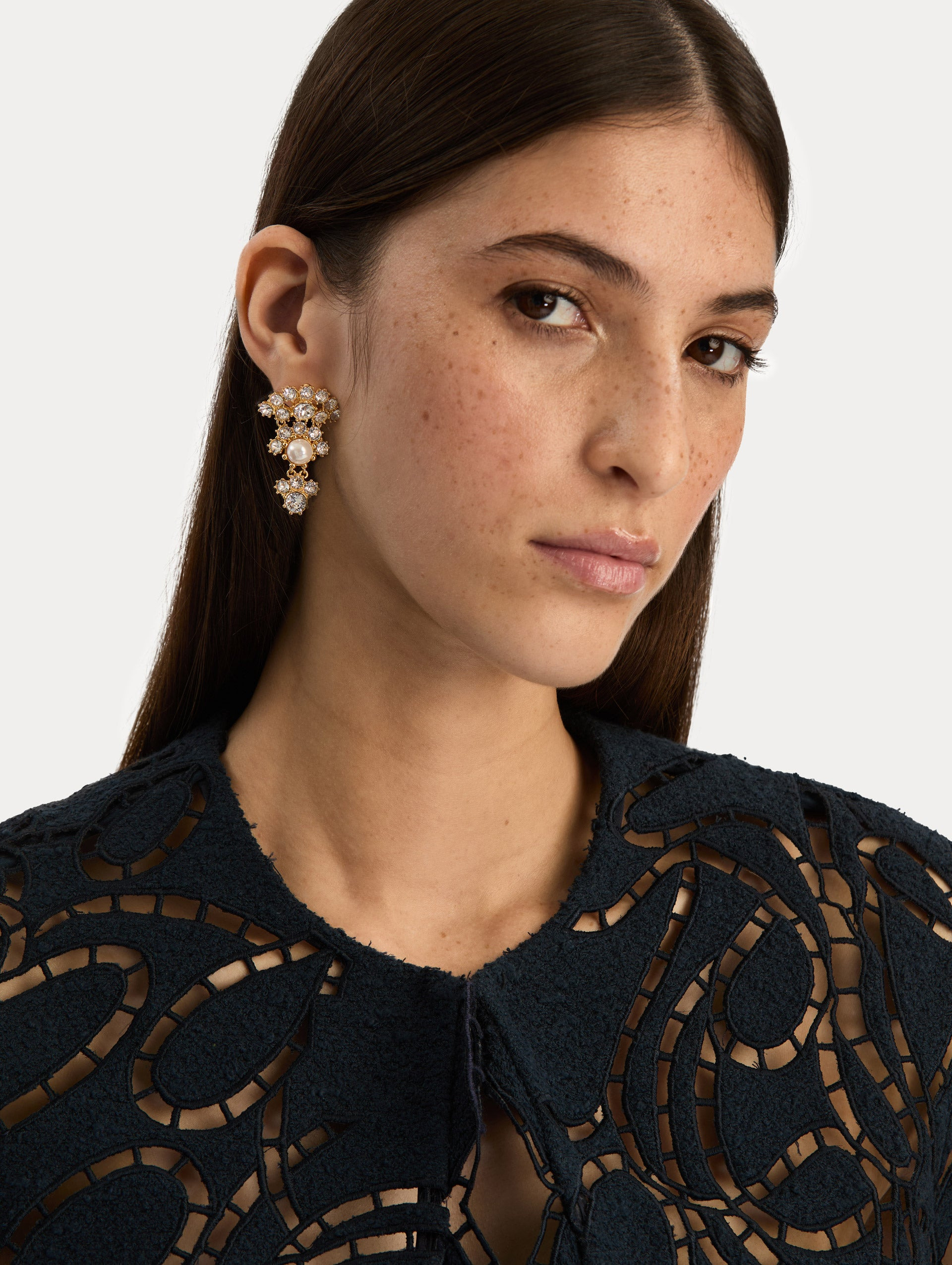 FACETED CRYSTAL ARCH DROP EARRINGS - 2