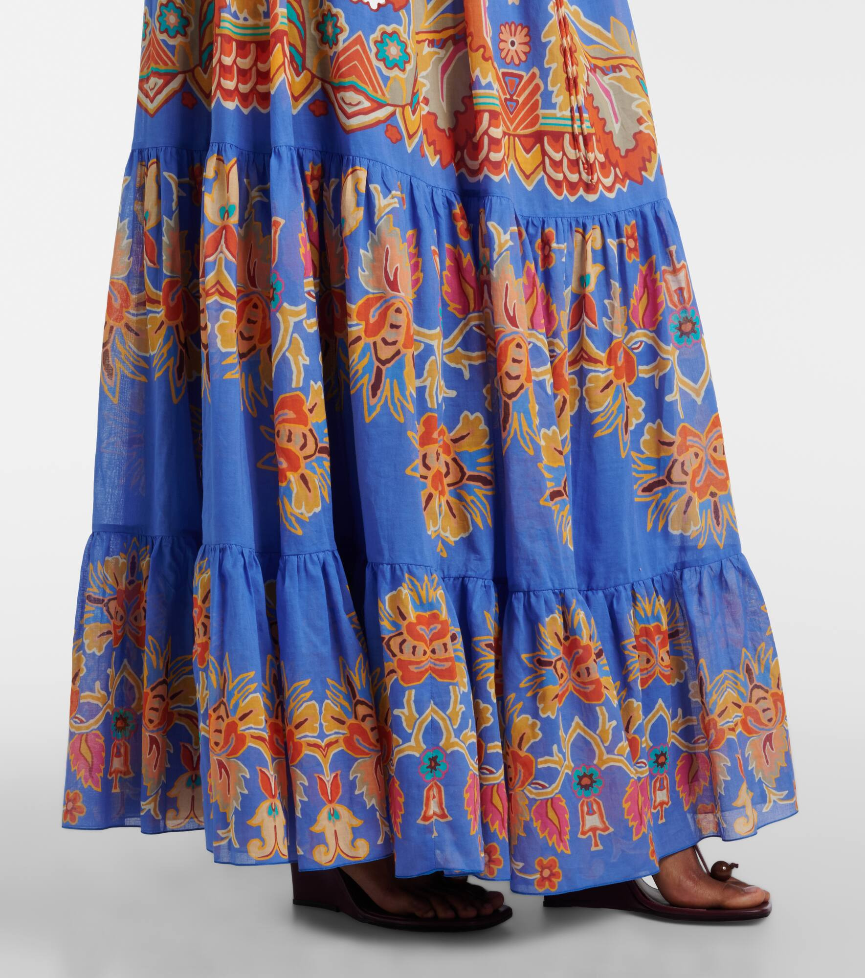 Printed open-back cotton voile maxi dress - 5