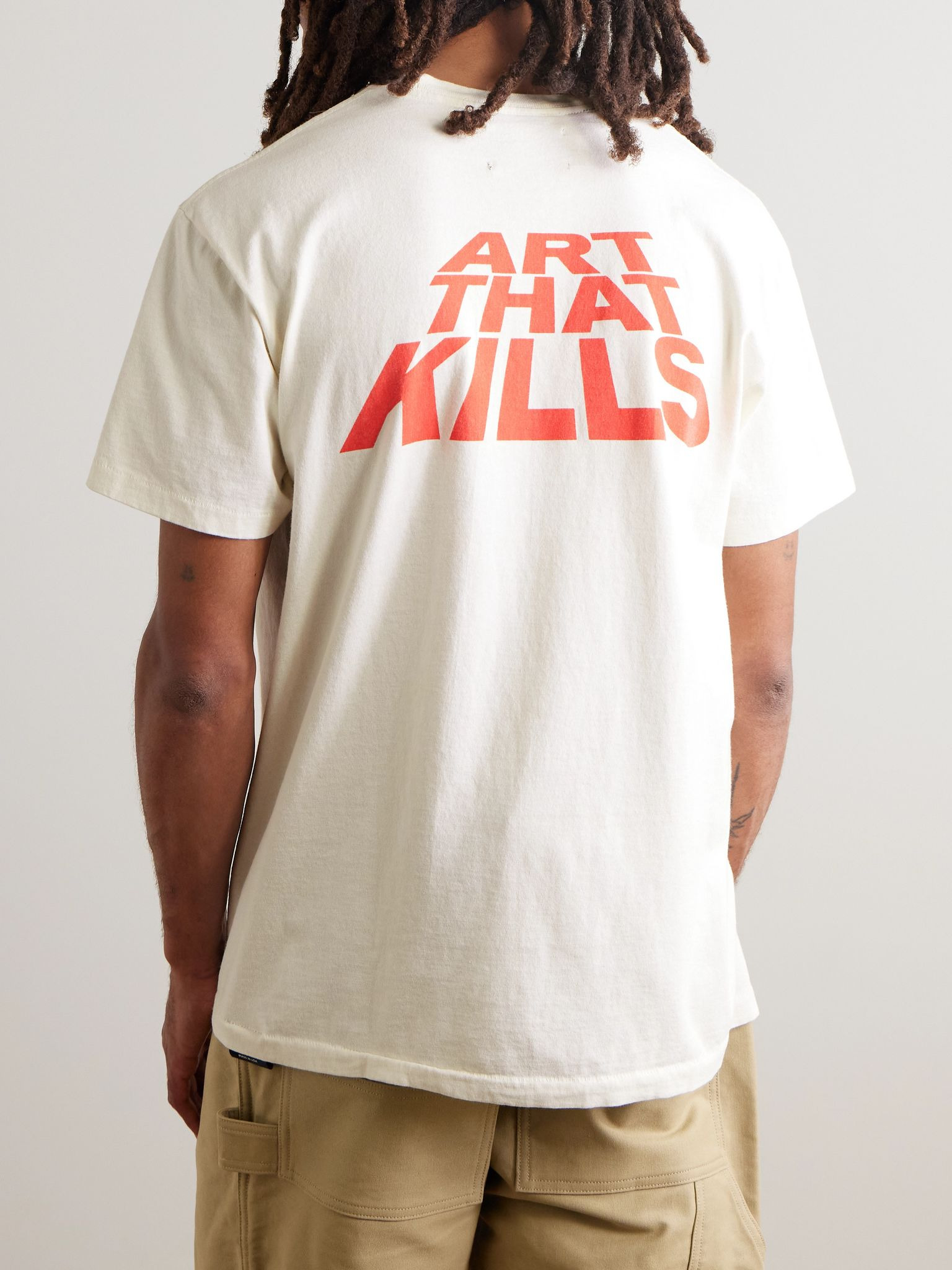 Lone Wolf Printed Cotton-Jersey T-Shirt Cream - 3