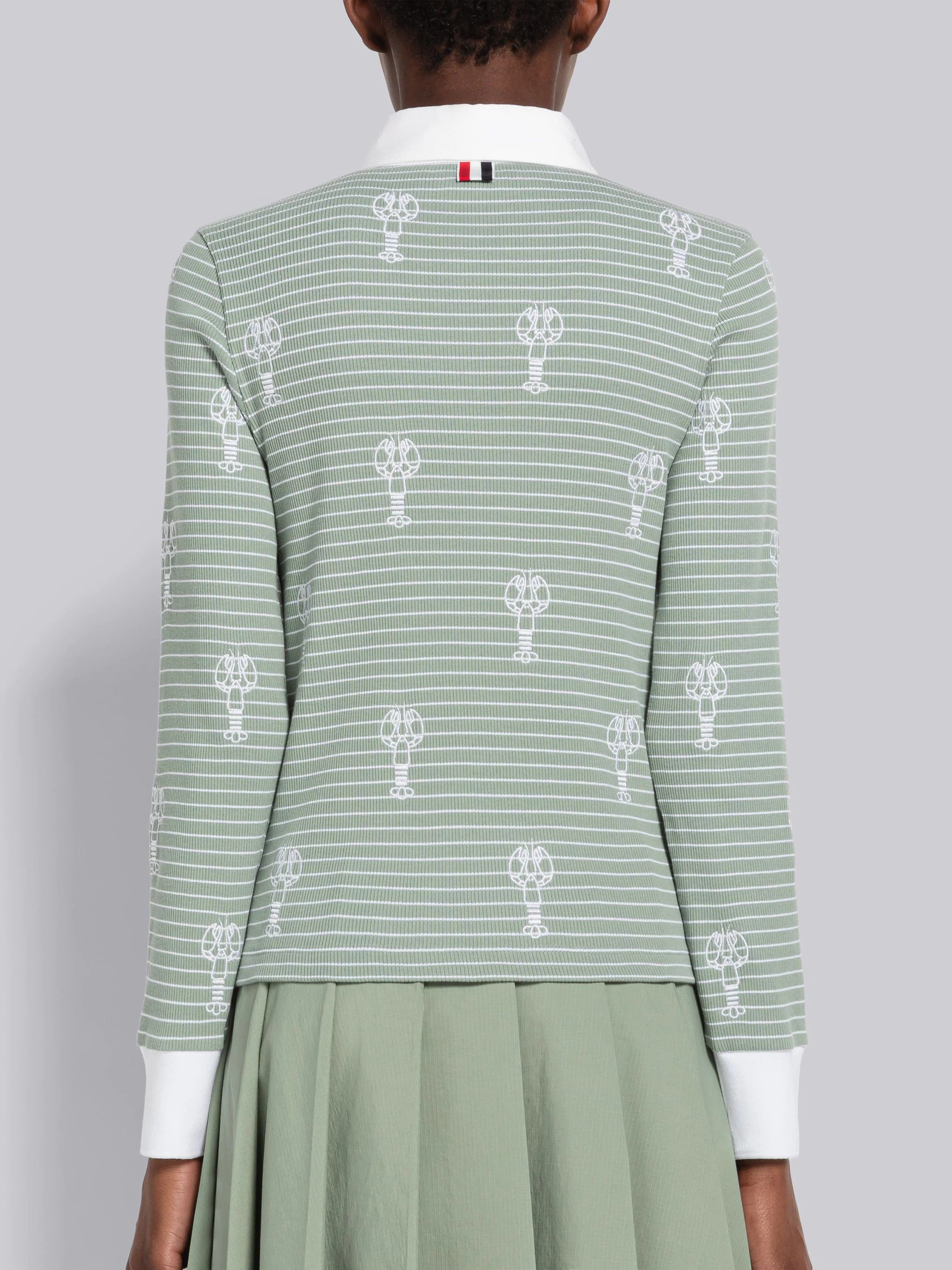 Pinstripe Rib Lobster Half Drop Long Sleeve Polo - 3