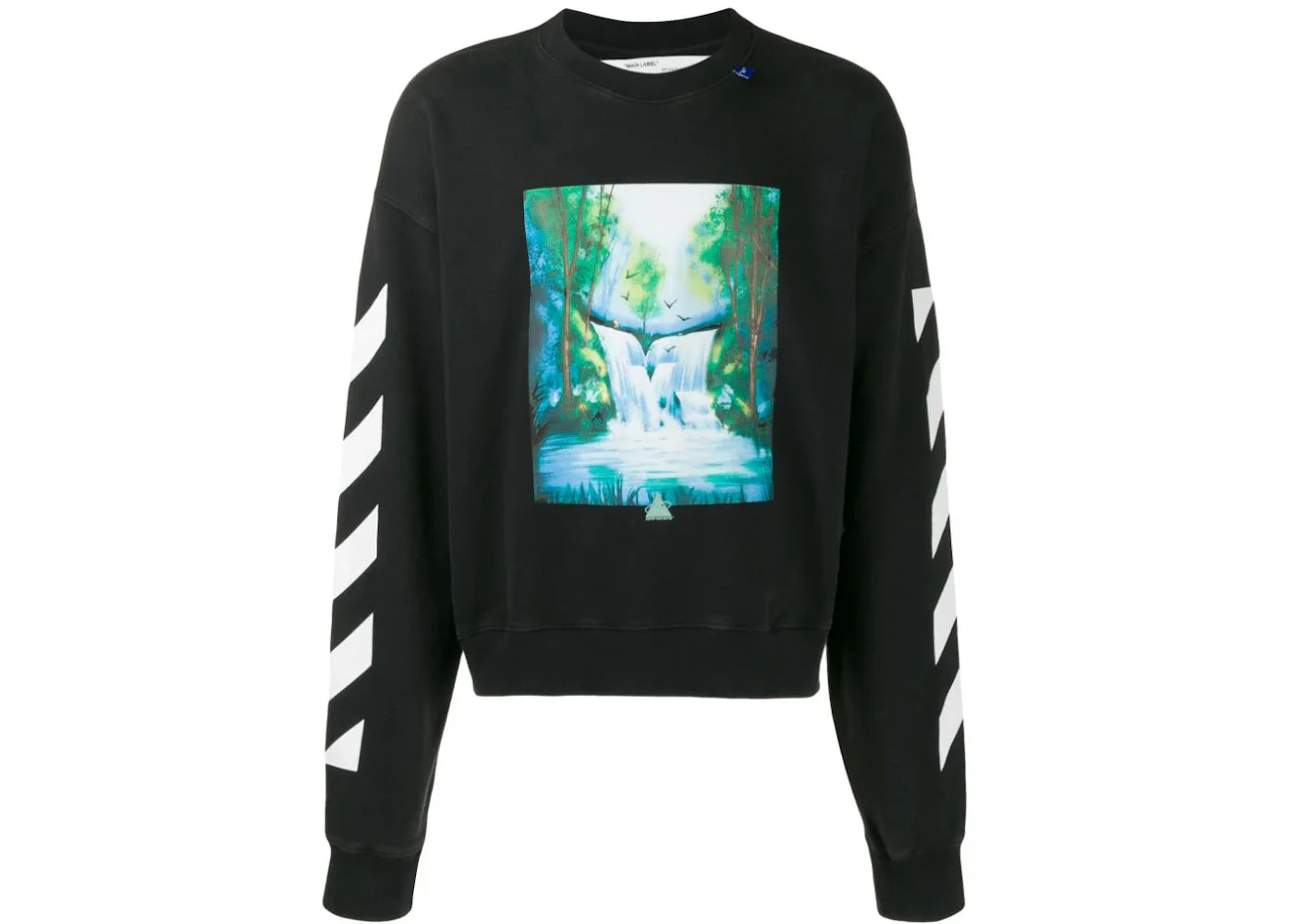 OFF-WHITE Waterfall Print Crewneck Sweatshirt Black - 1