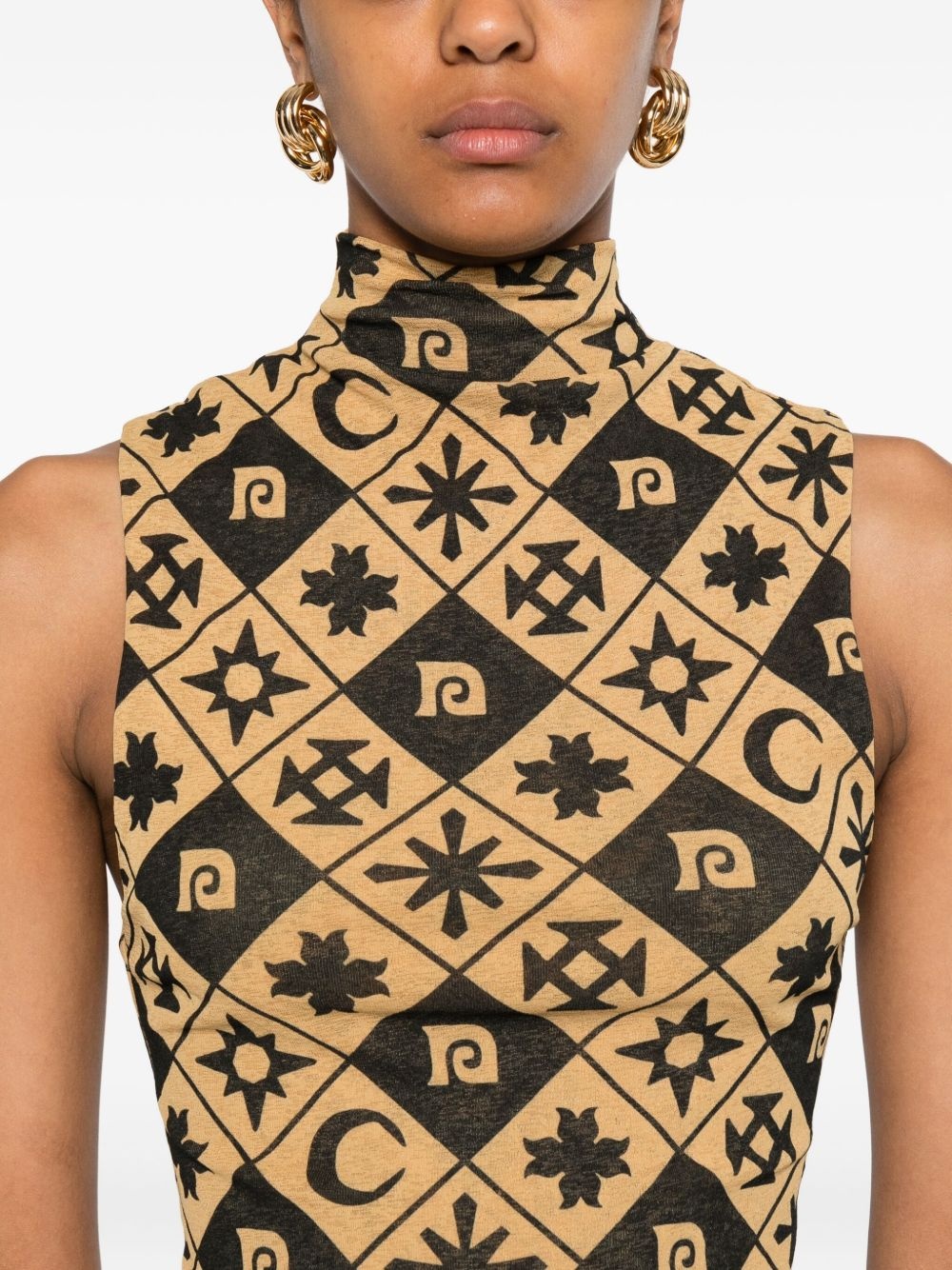 geometric-pattern sleeveless top - 5