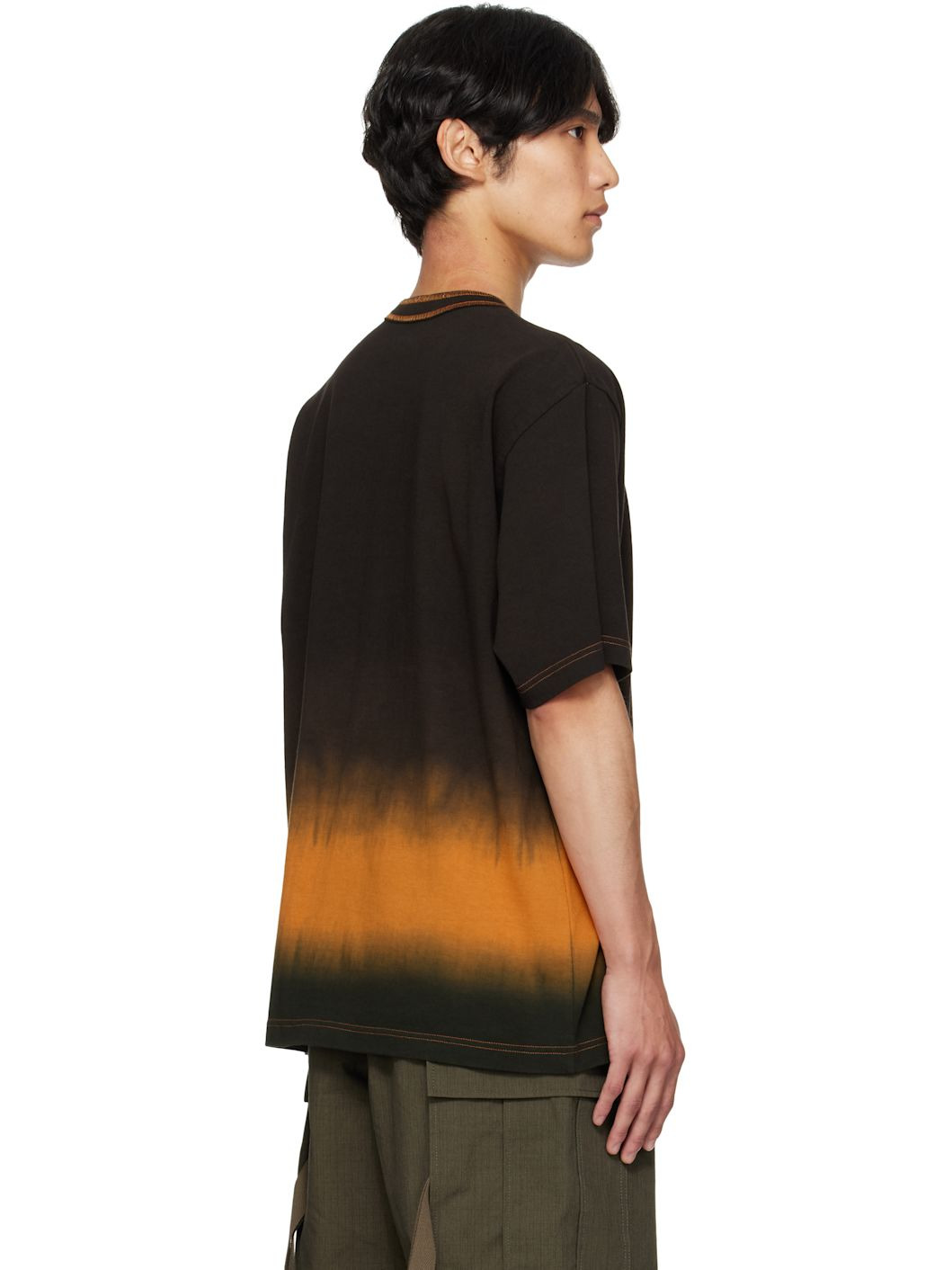 Brown & Orange Garment Dye Cotton Jersey T-shirt - 3
