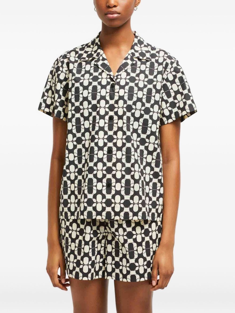 geometric-print cotton shirt - 3
