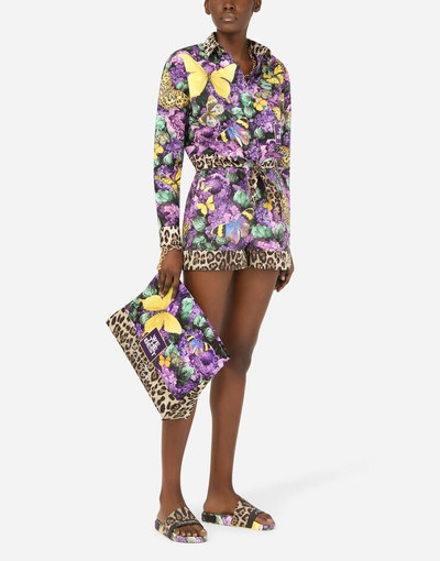 Dolce & Gabbana Short poplin shirt with butterfly print and knot detail outlook