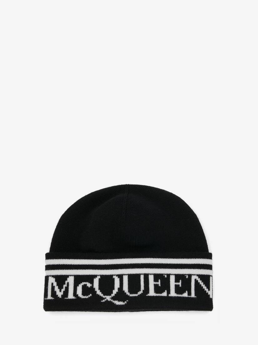 Women's McQueen Knit Beanie in Black/ivory - 1