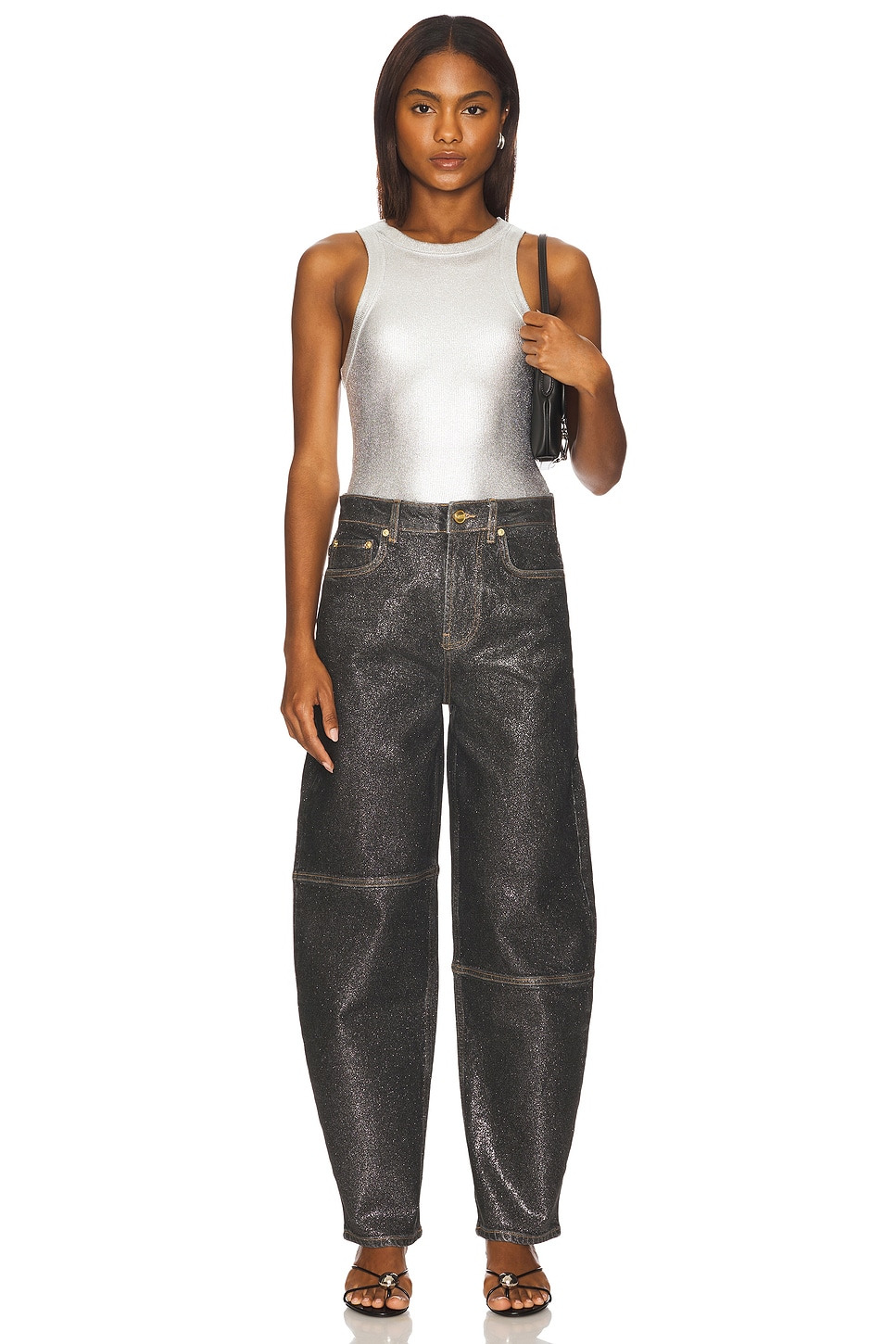 Shimmery Foil Denim Stary - 5