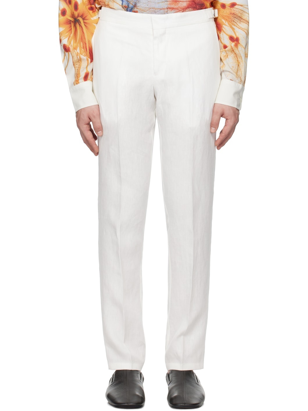 White Griffon Italian Linen Trousers - 1