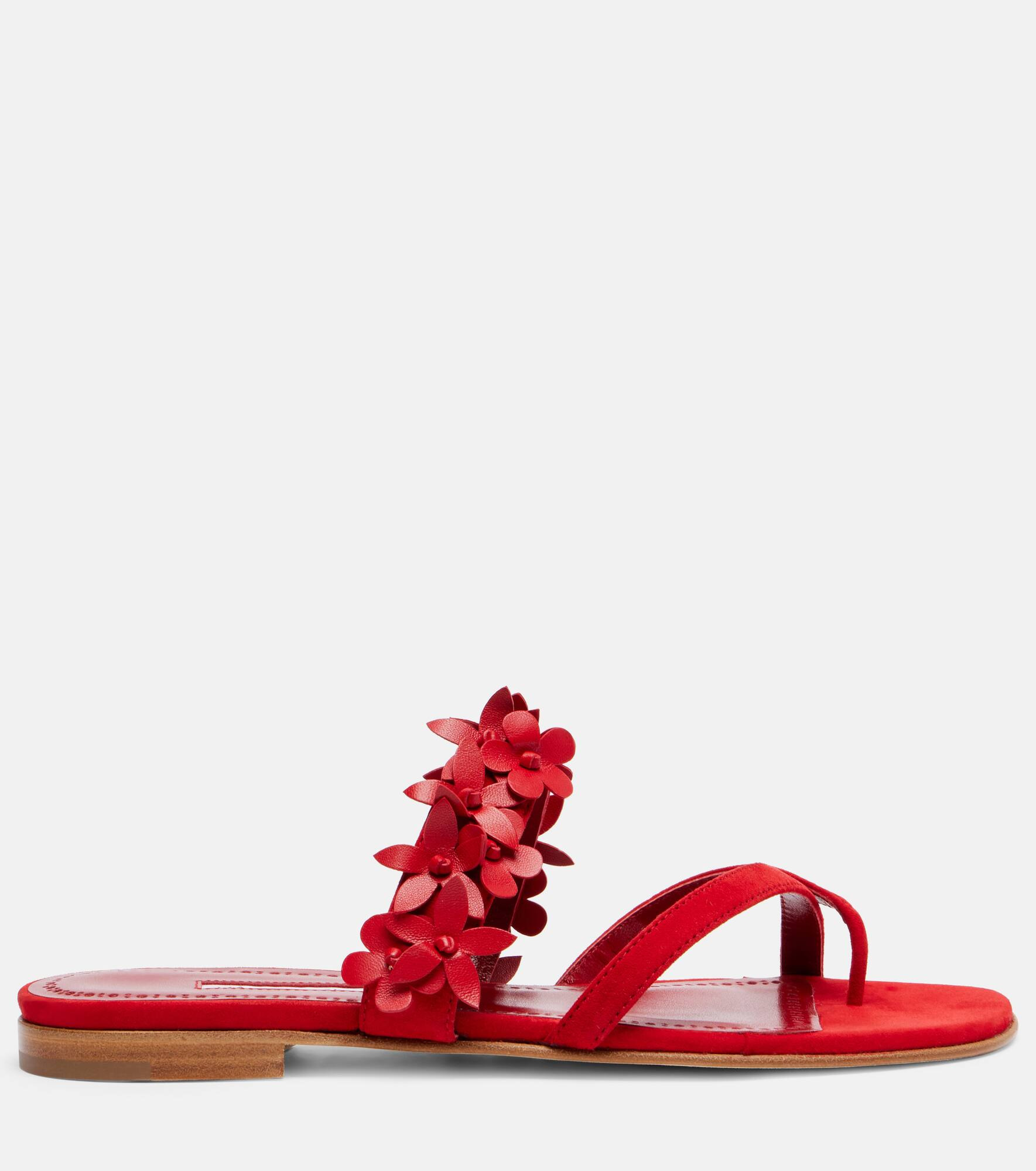 Fiosa floral-appliqué suede sandals - 4