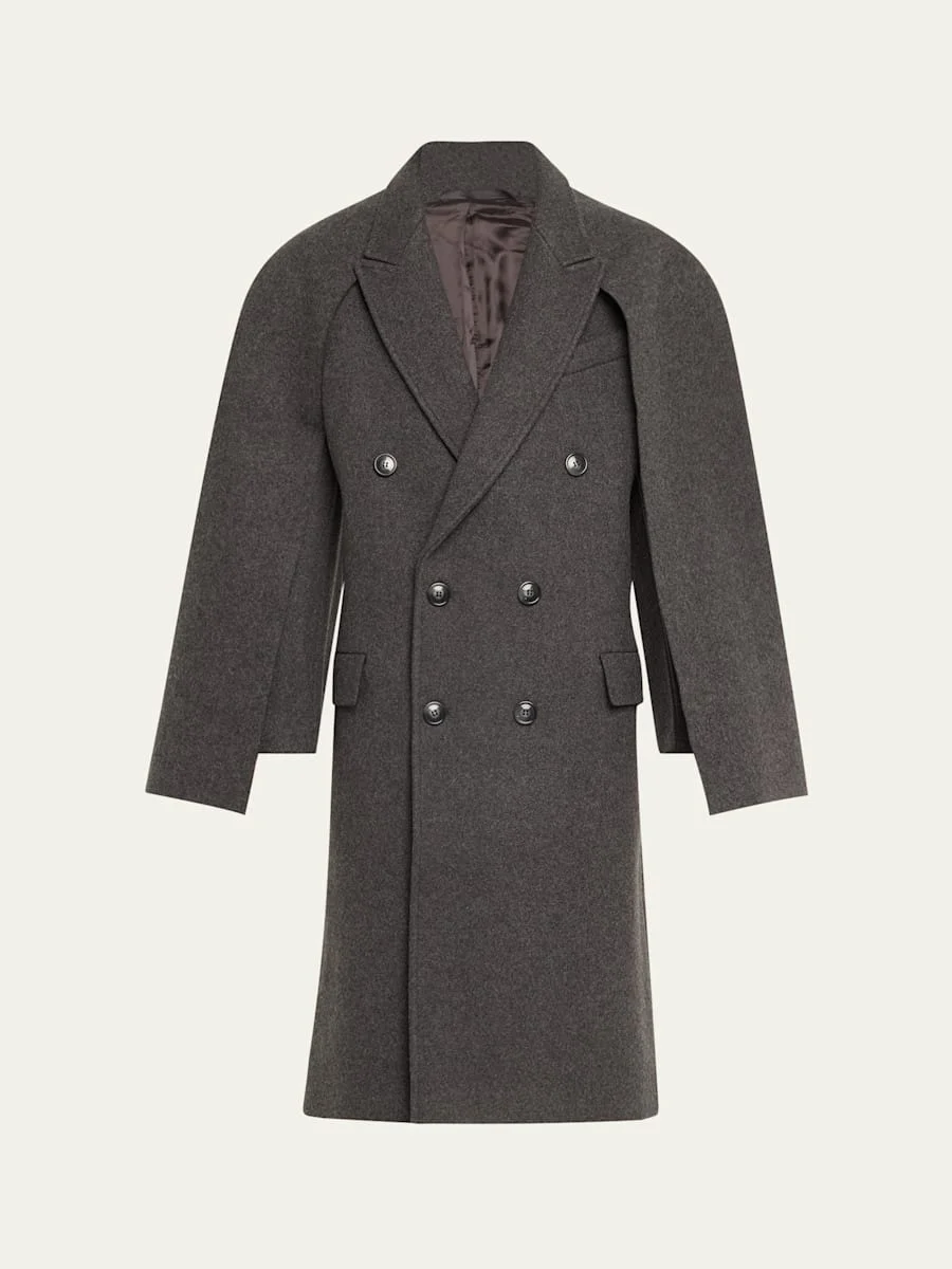 Andes Oversized Wool Coat with Removable Scarf - 1