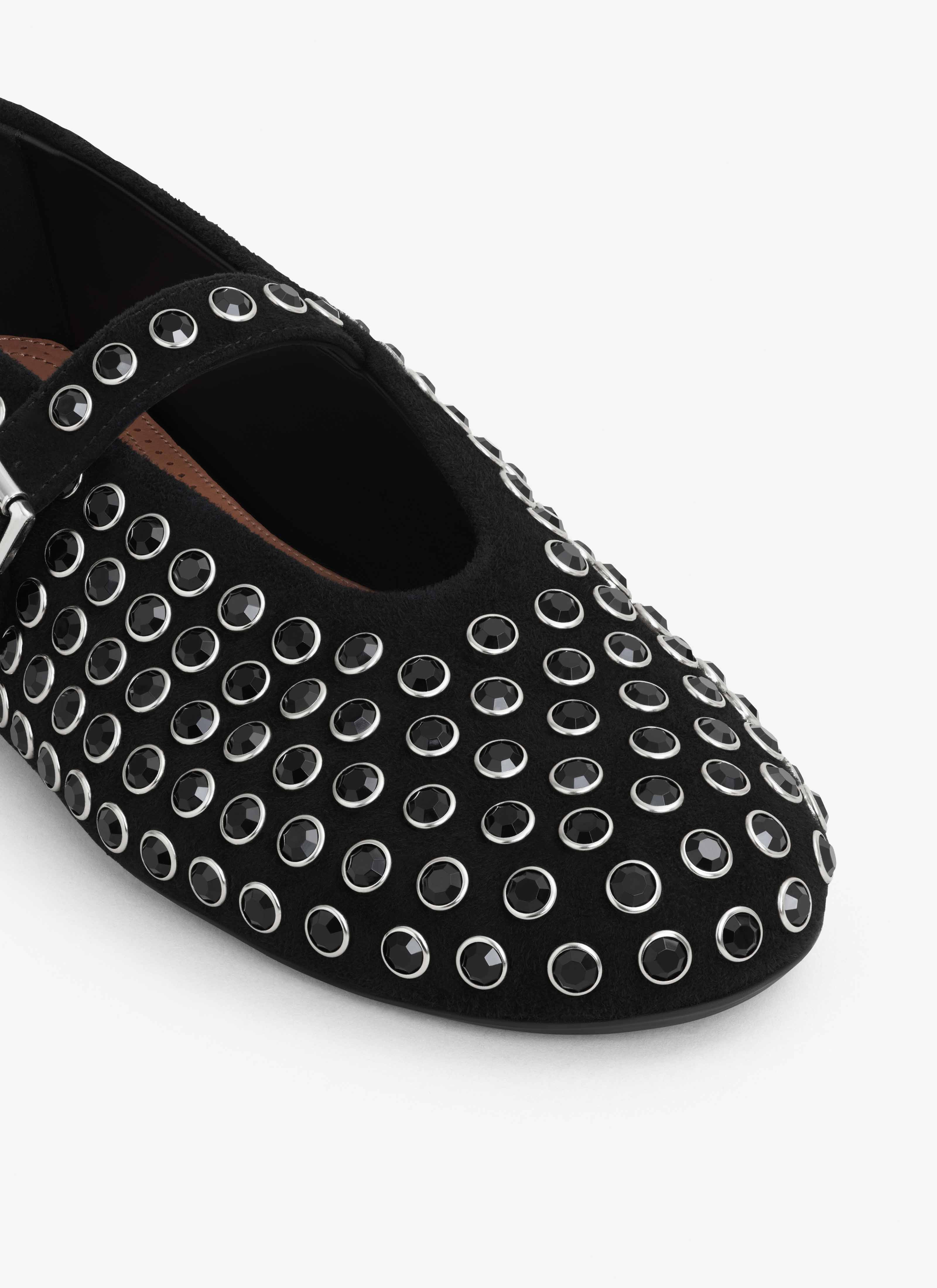 STRASS SUEDE BALLET FLATS - 4