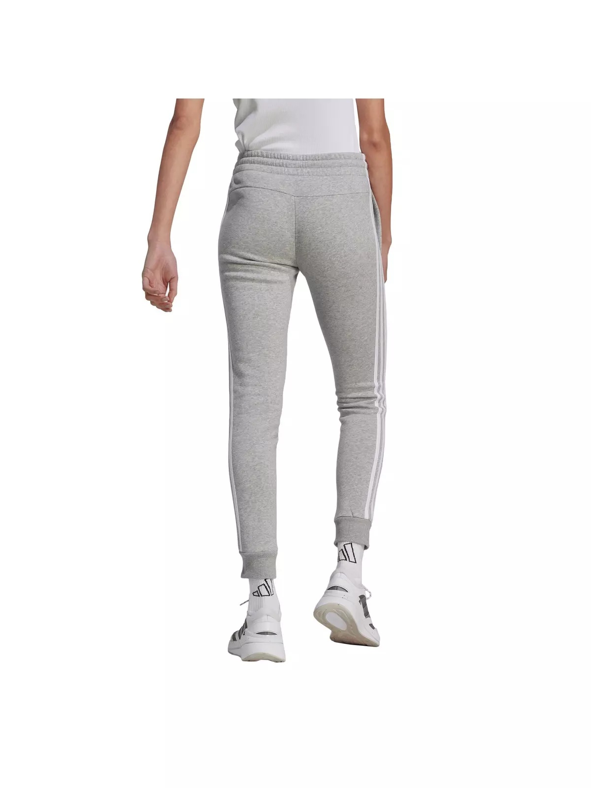 Women's Essentials 3-Stripes Fleece Pant - Grey - 2