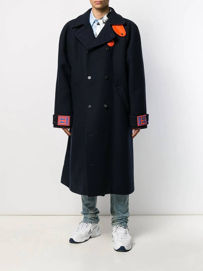 Off-White double breasted midi coat outlook