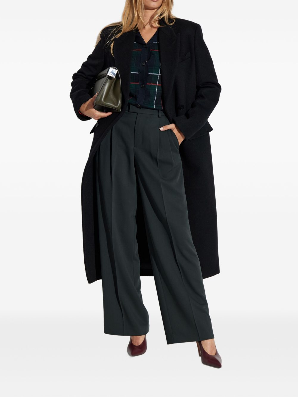 plaid ruffled-cuff cardigan - 2