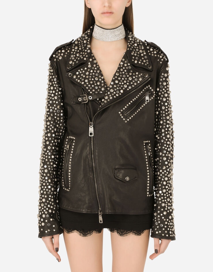 Studded leather biker jacket - 2