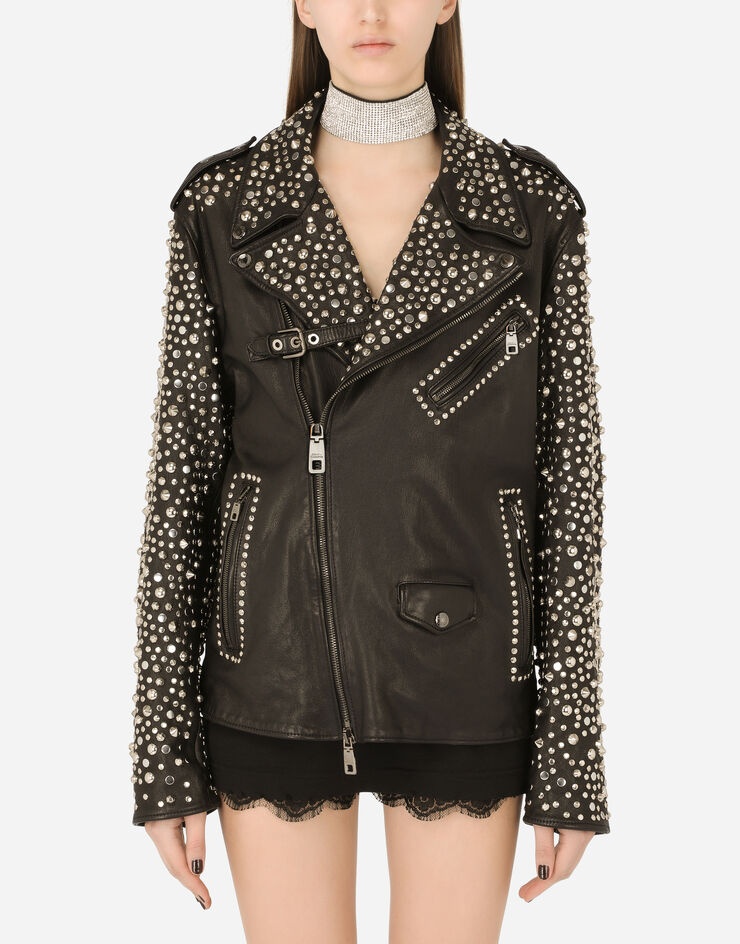 Studded leather biker jacket - 1