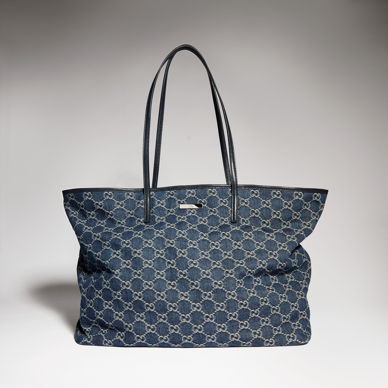Large tote bag with Gucci plaque - 1