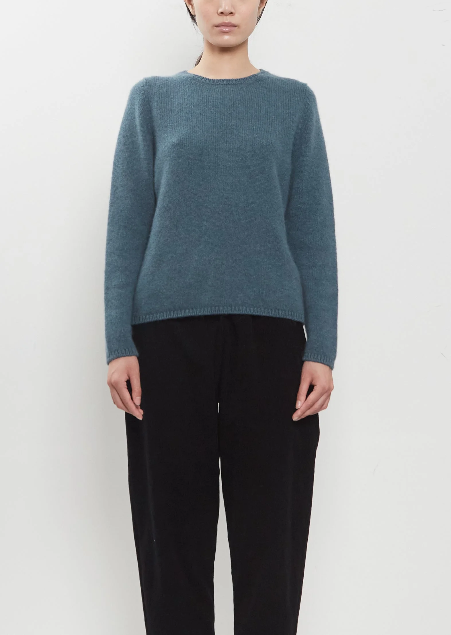 Cashmere Alpaca Crewneck Sweater — Turquoise - 1