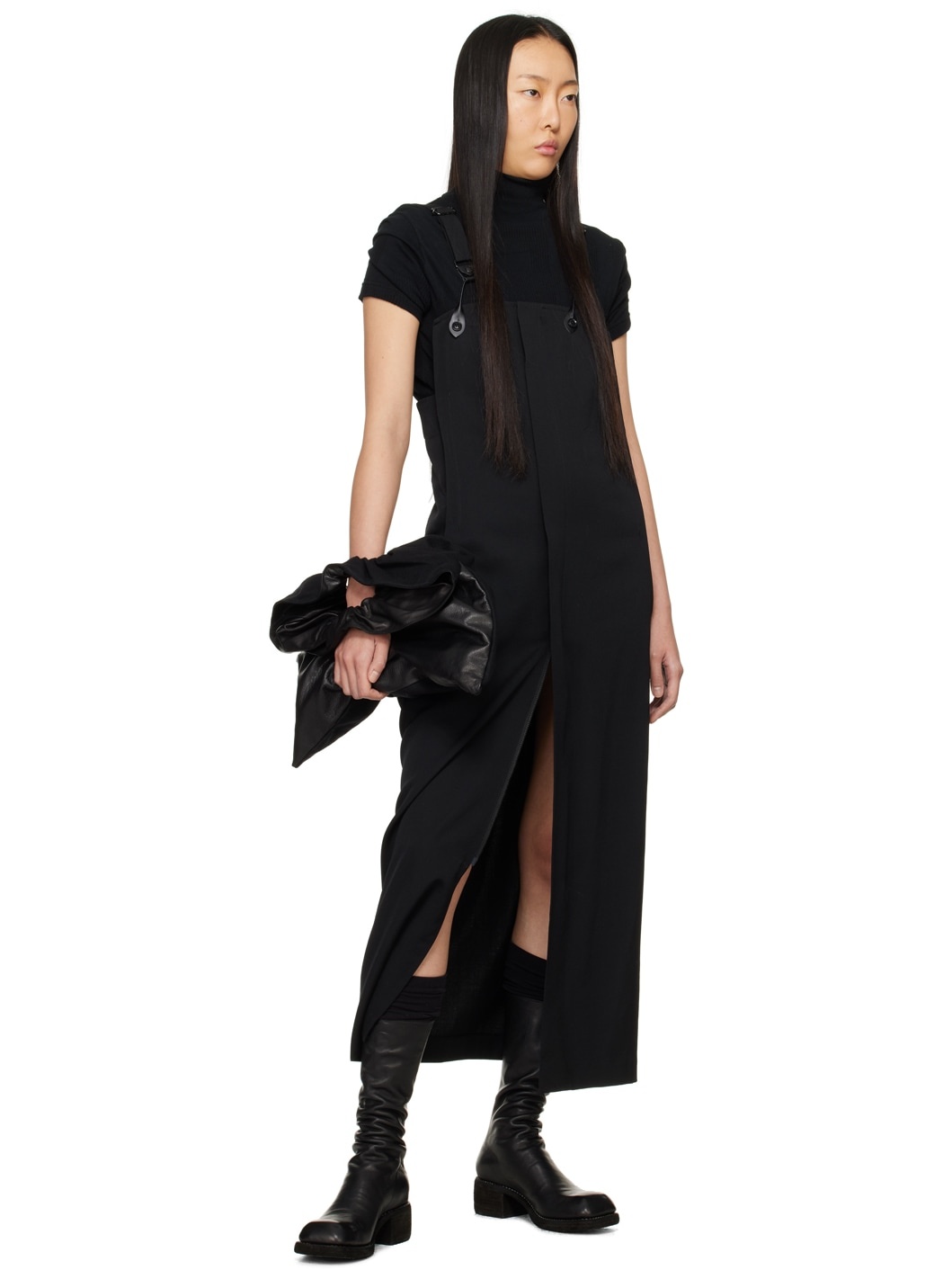 Black Zipper Maxi Dress - 4