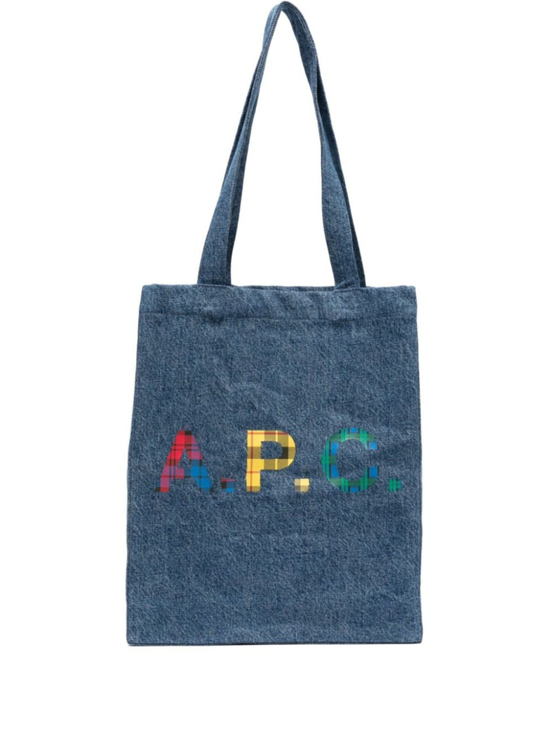 로고 인쇄 denim tote 부대 - 1