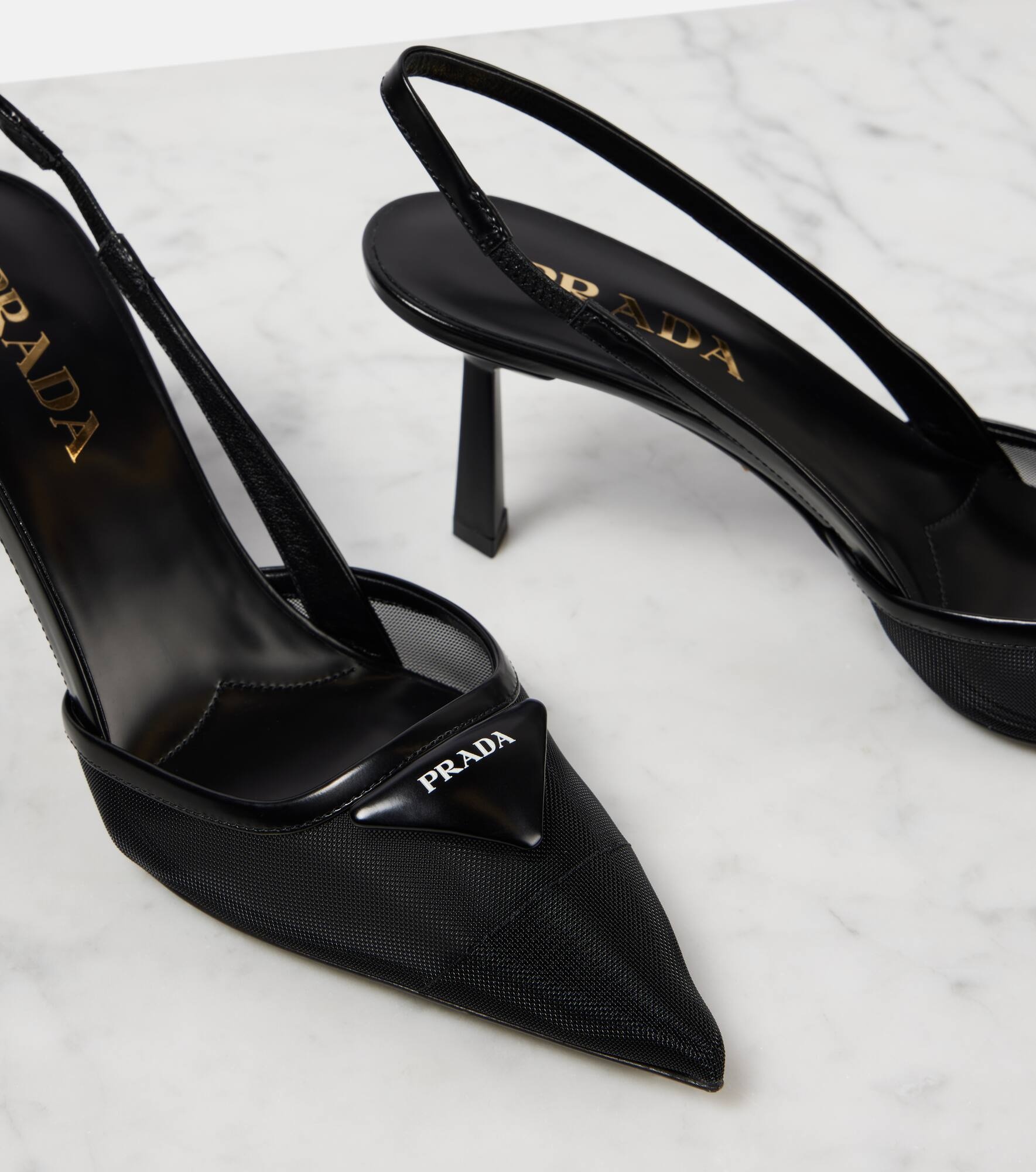 75 logo leather-trimmed slingback pumps - 5