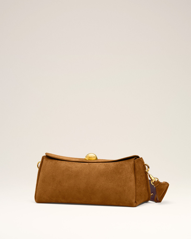 BROWN SUEDE LEATHER CARROUSEL BAG 4