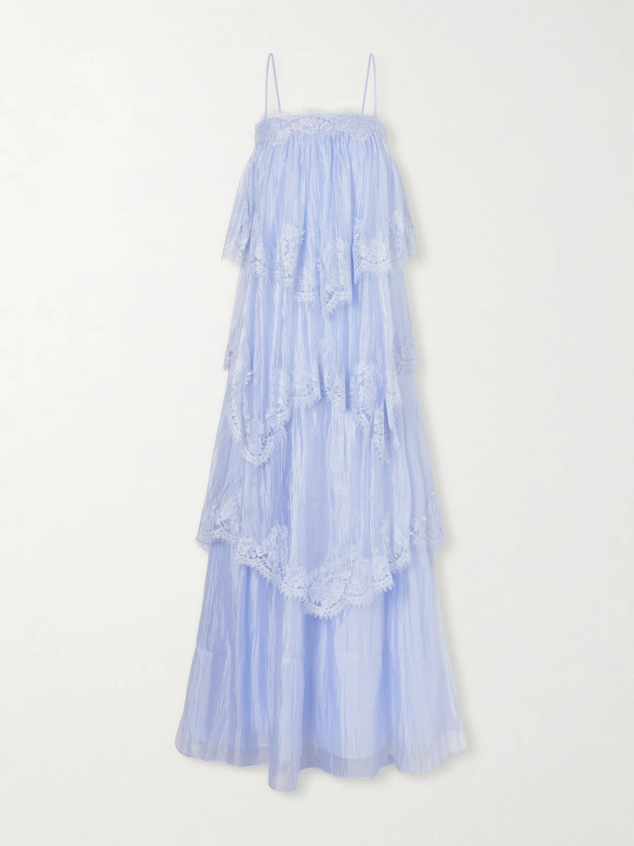 Ophelia Lace-trimmed Ruffled Chiffon Gown - 1