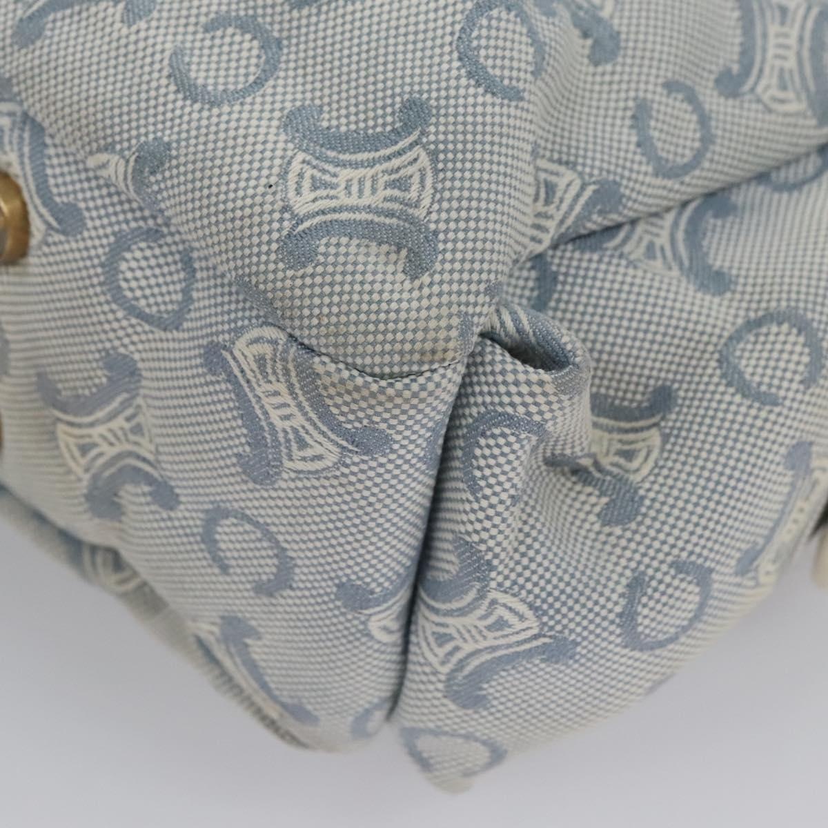 CELINE C Macadam Canvas Tote Bag Light Blue White Gold - 12