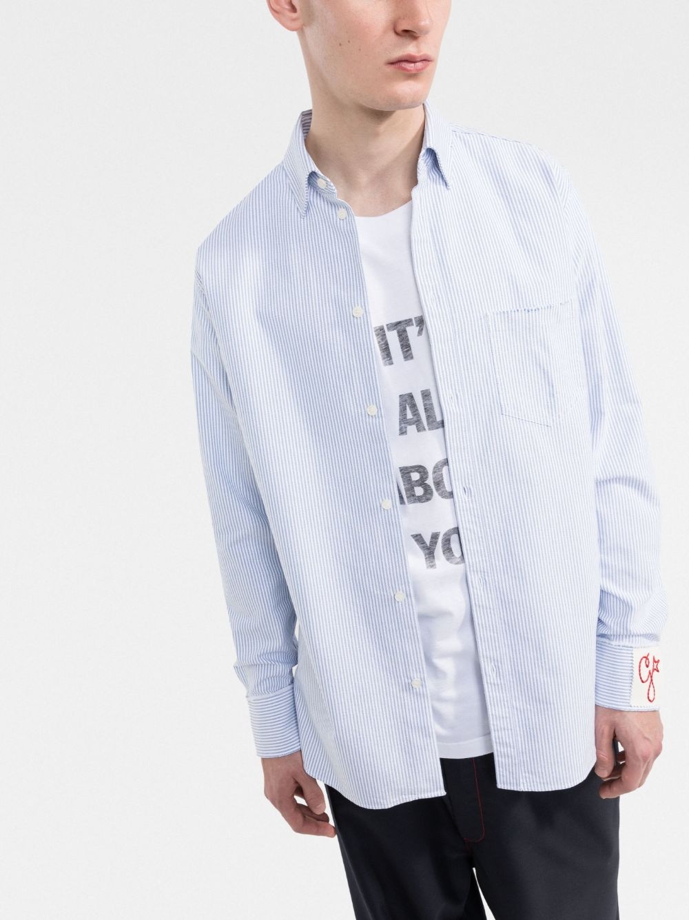 G logo-embroidery striped shirt - 3