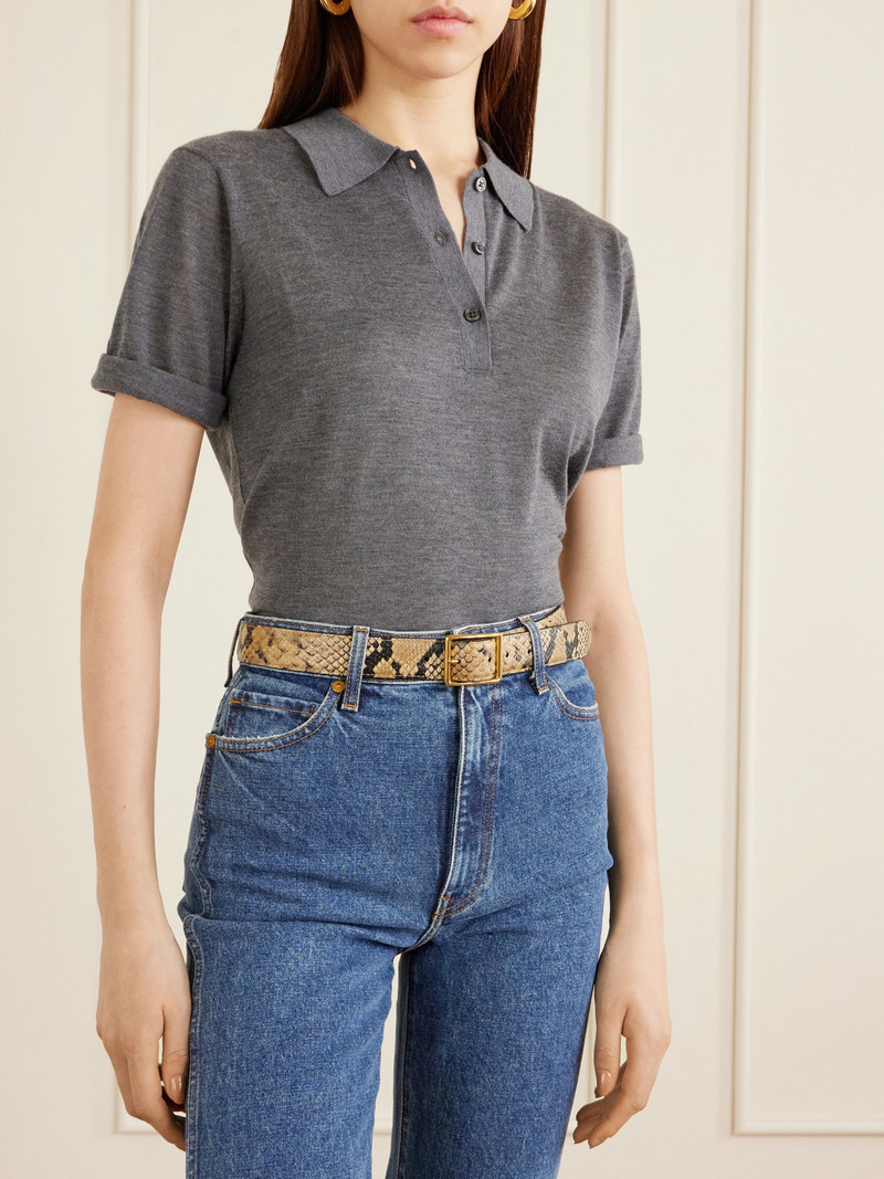 NILI LOTAN Gabriele Snake-effect Leather Belt outlook
