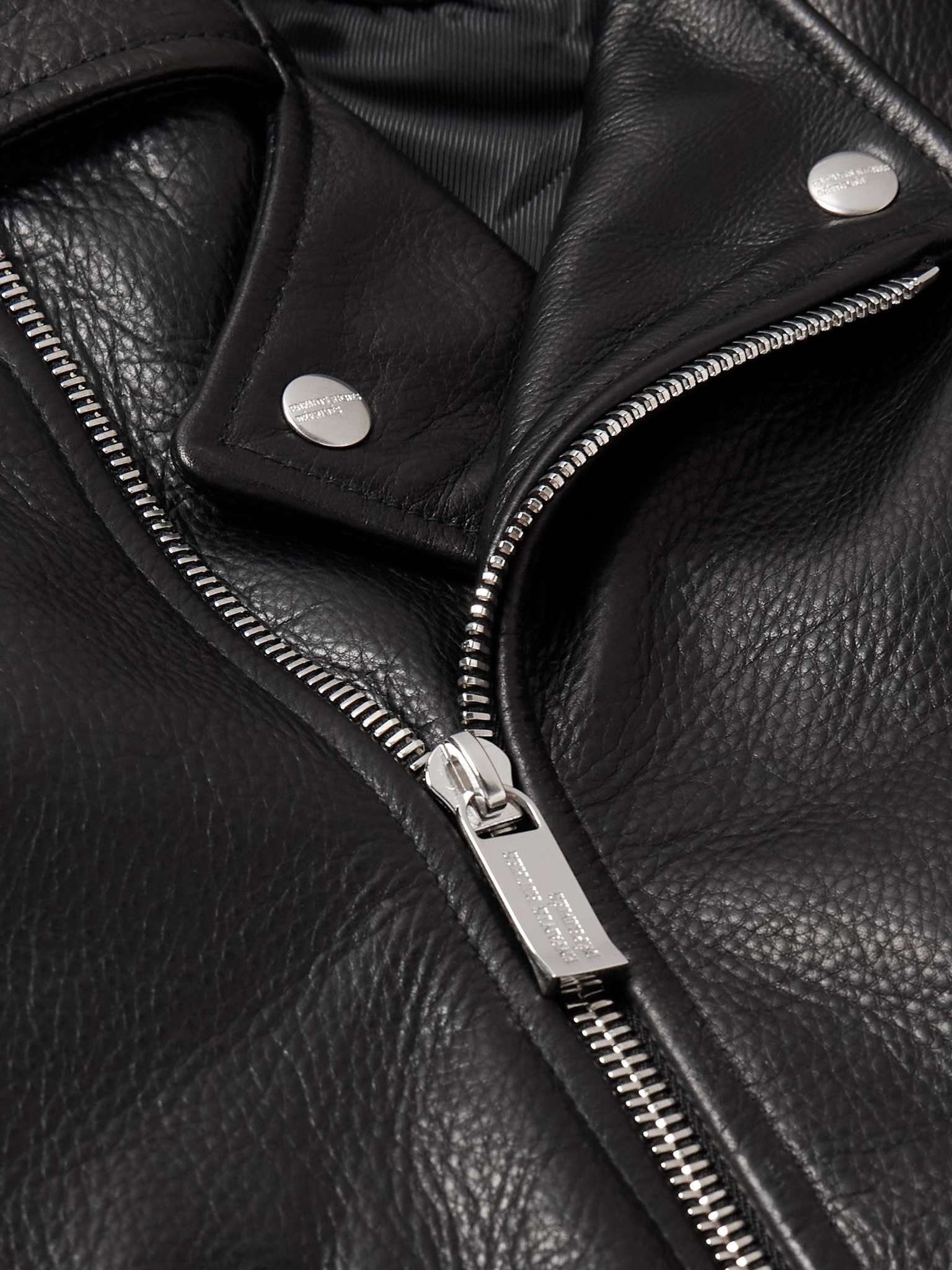 Belted Full-Grain Leather Biker Jacket - 5