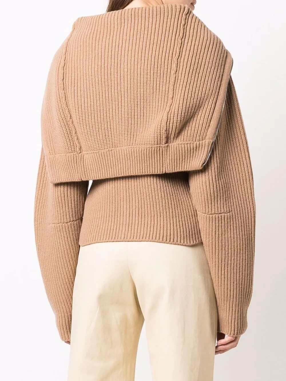 folded-collar zipped cardigan - 4