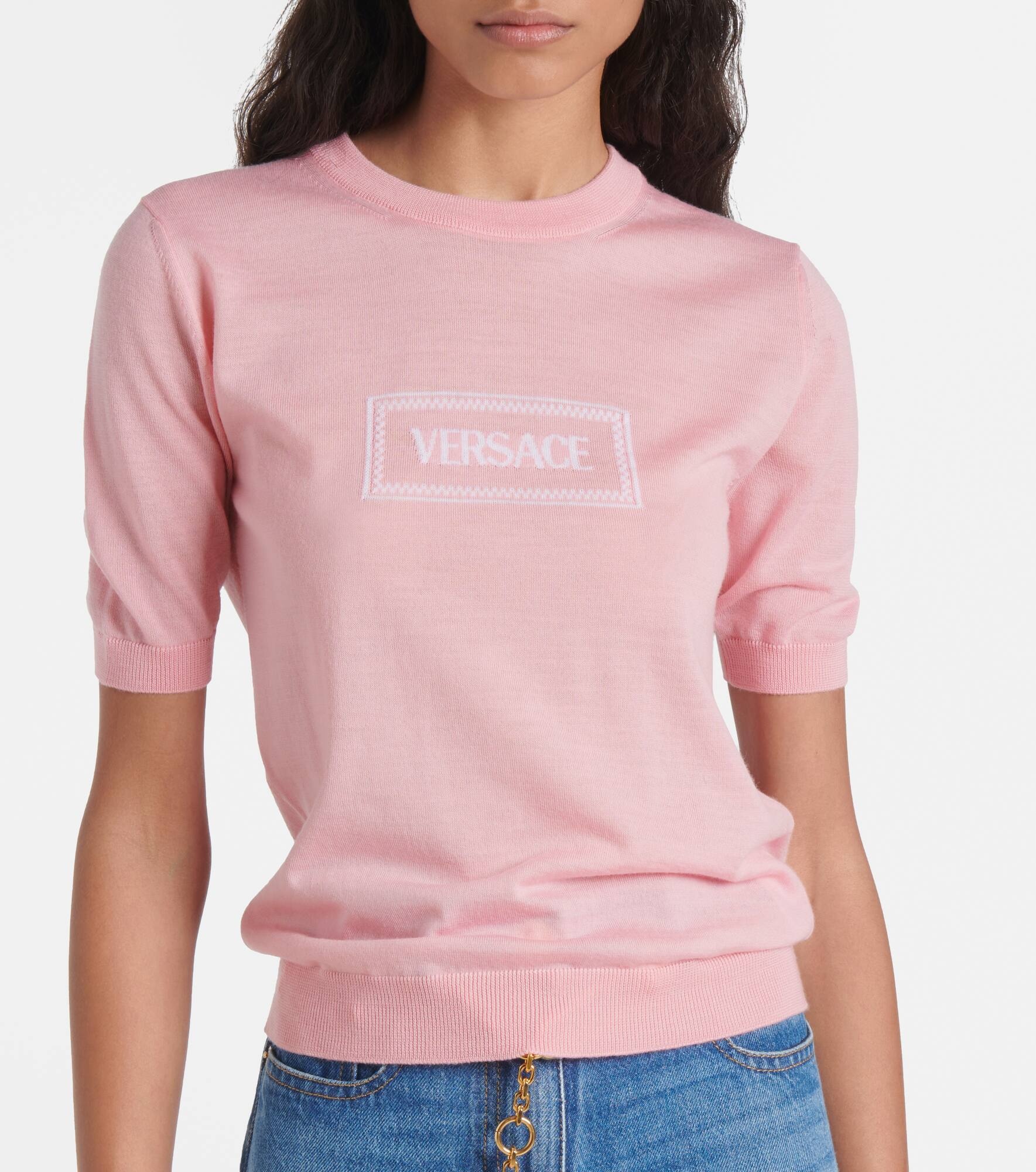 Logo jacquard knitted top - 5