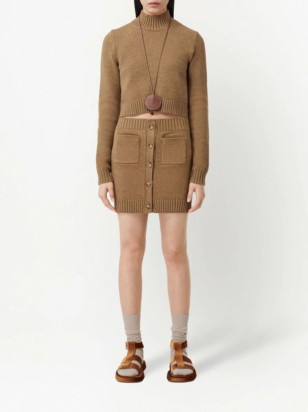 logo-embroidered knitted miniskirt - 2