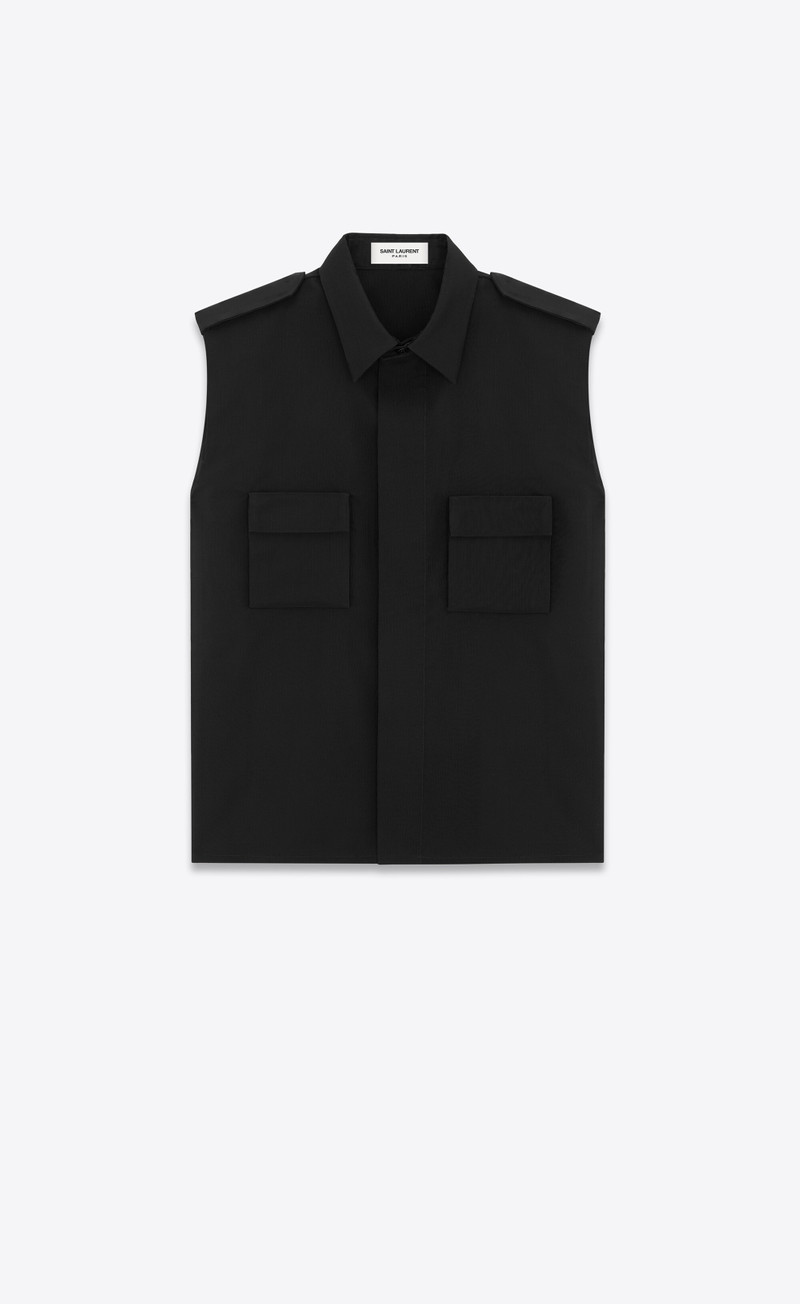 saharienne sleeveless shirt in faille - 1