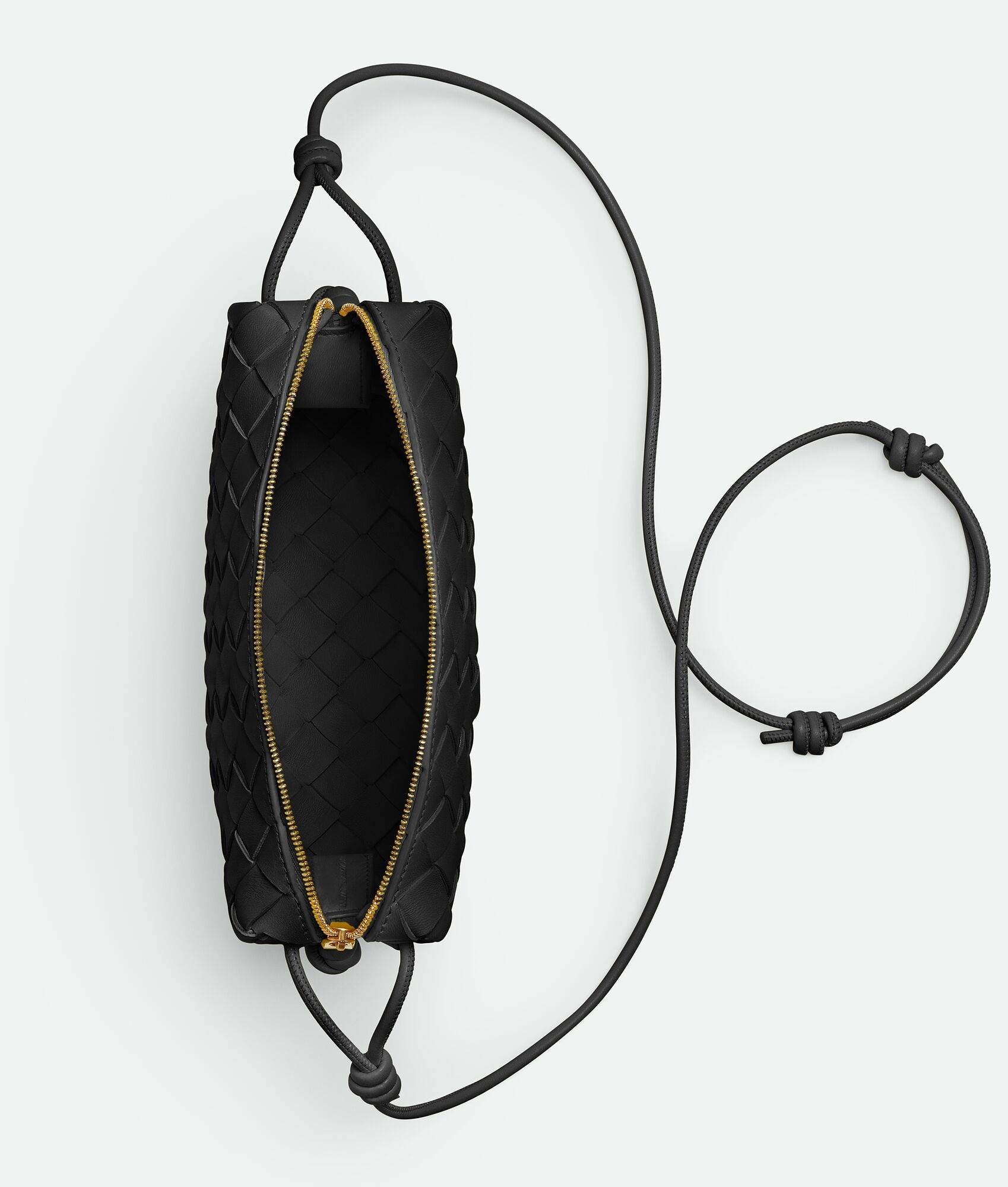 ショルダーバッグ・ポシェット Bottega Veneta LOOP EAST WEST CROSSBODY BAG Bottega Veneta - Loop Baguette Black Woven Leather Crossbody