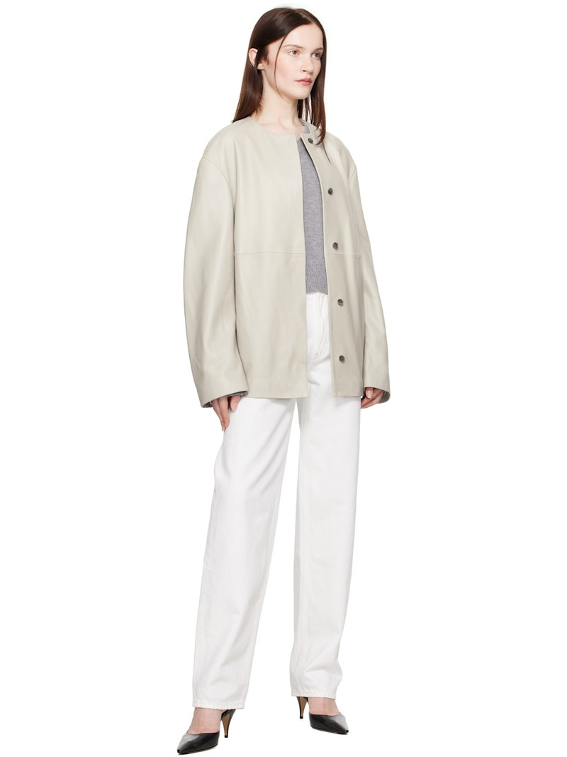 Loulou de Saison Gray Atalia Leather Jacket outlook