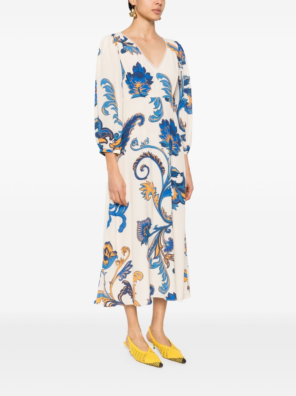 floral-print midi dress - 3