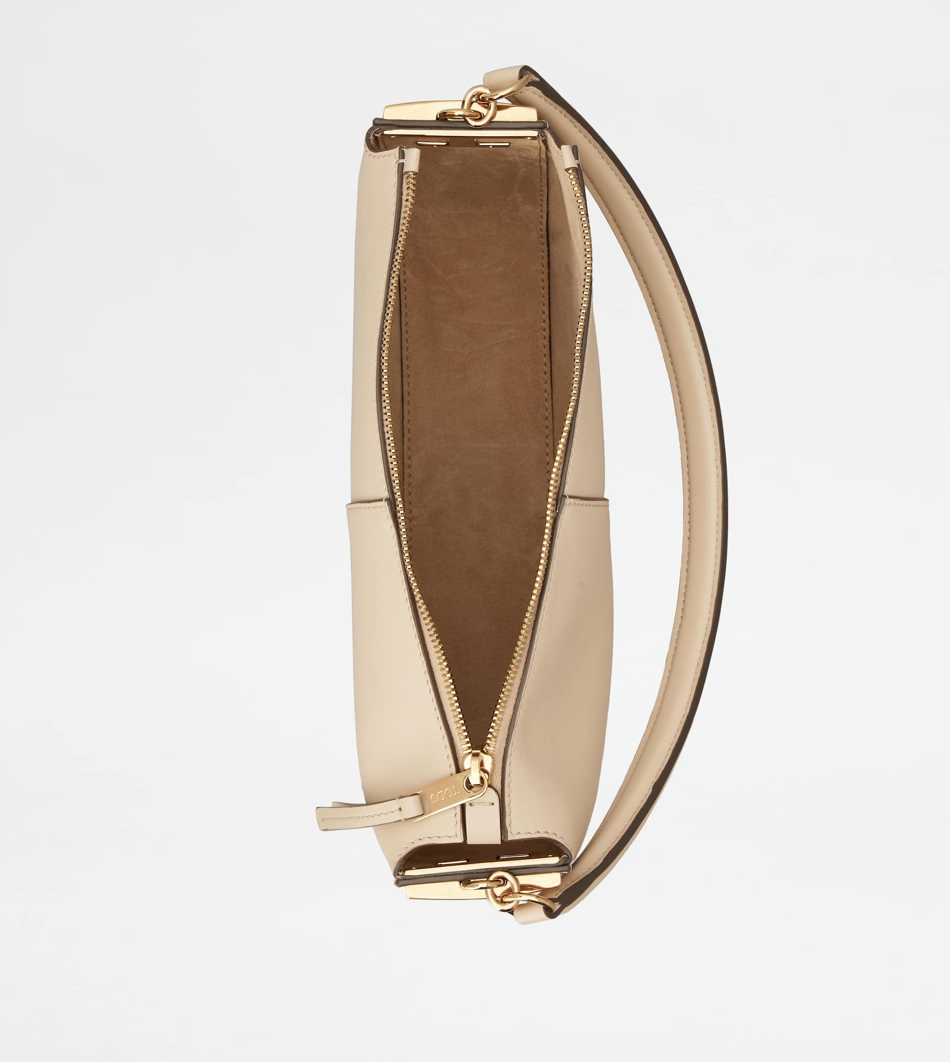 TOD'S T CASE HOBO BAG IN LEATHER MINI - BEIGE - 4