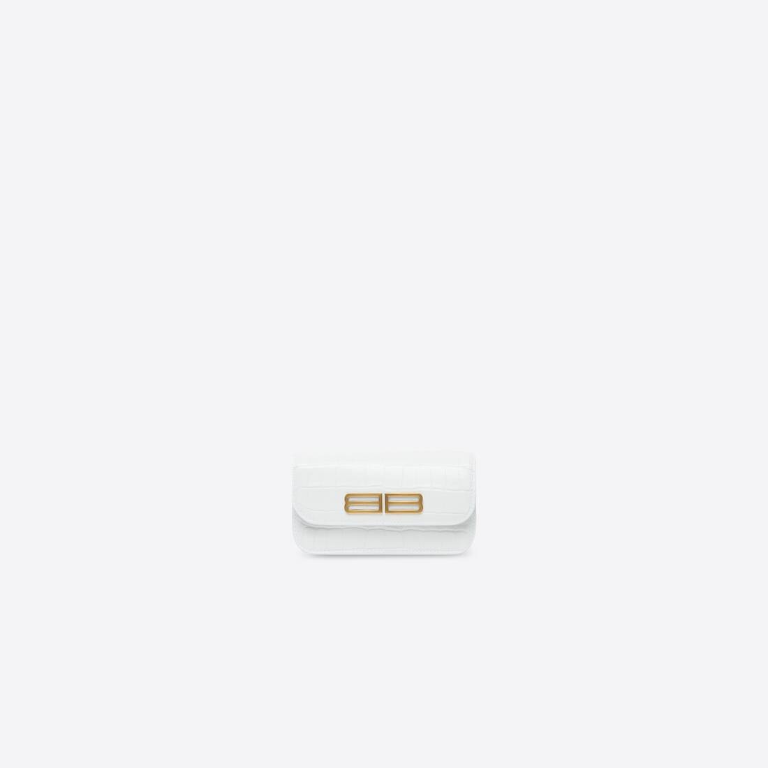 Women's Gossip Wallet On Chain Crocodile Embossed in White - 6