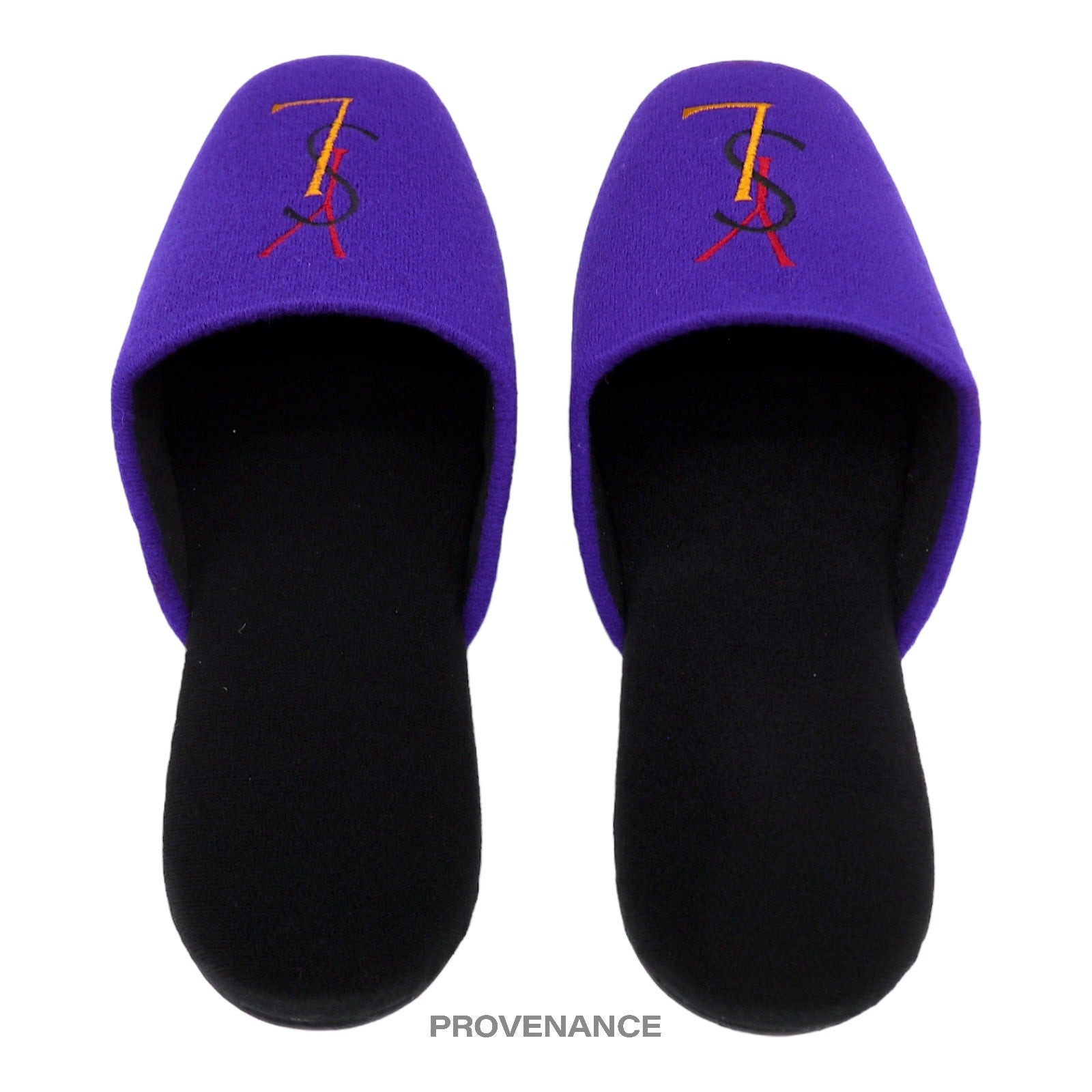 Yves Saint Laurent YSL Velour Logo Slipper - Purple - 2