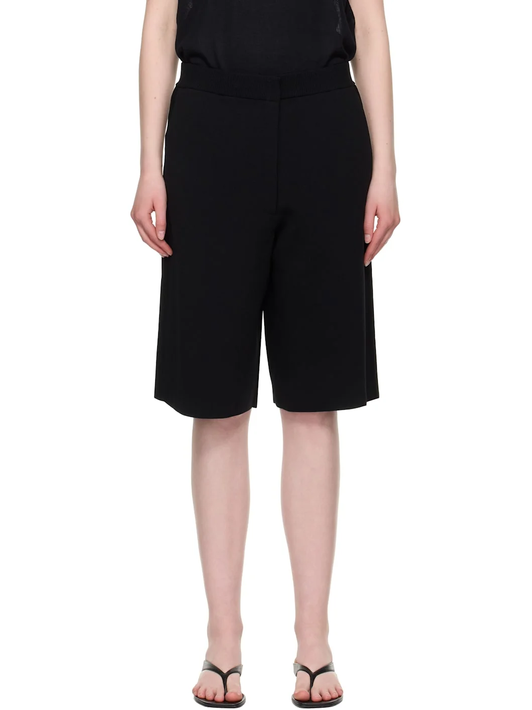 Black Knit Shorts - 1