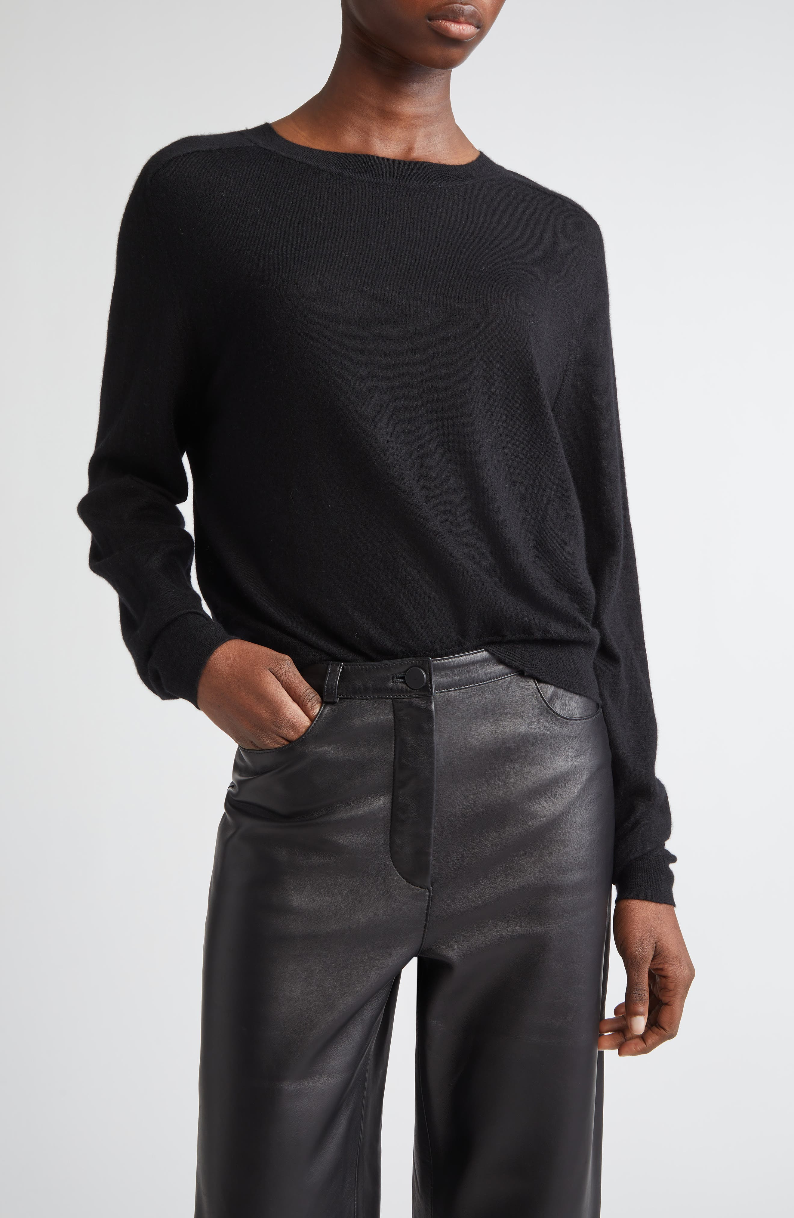 LOULOU DE SAISON Angus Cashmere Crewneck Sweater in Black at Nordstrom - 1