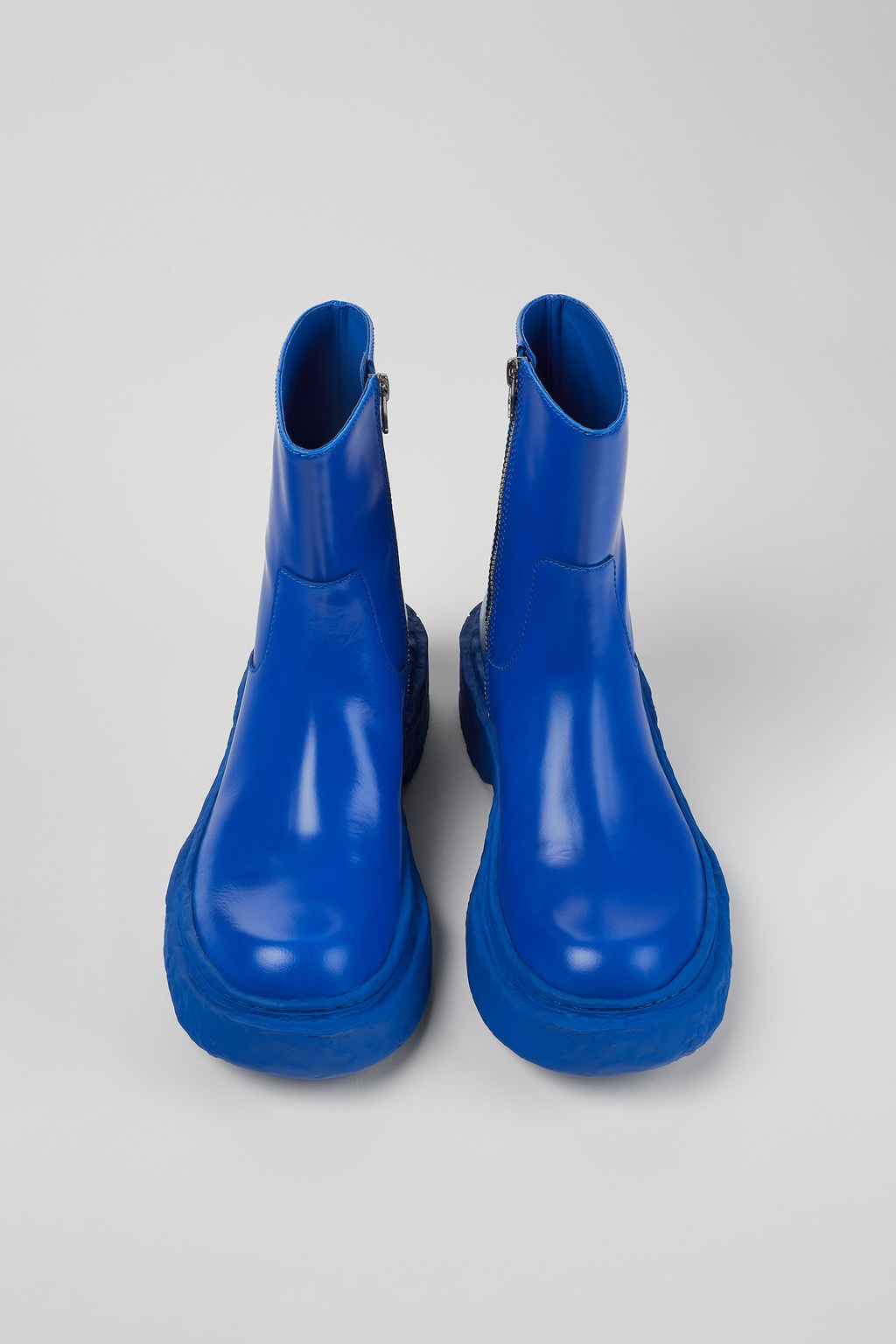 Blue Leather Zip Bootie - 4