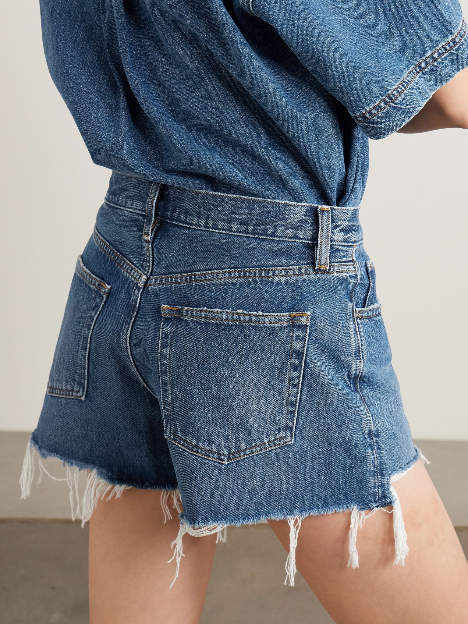 The Hang distressed denim shorts Dark denim - 3